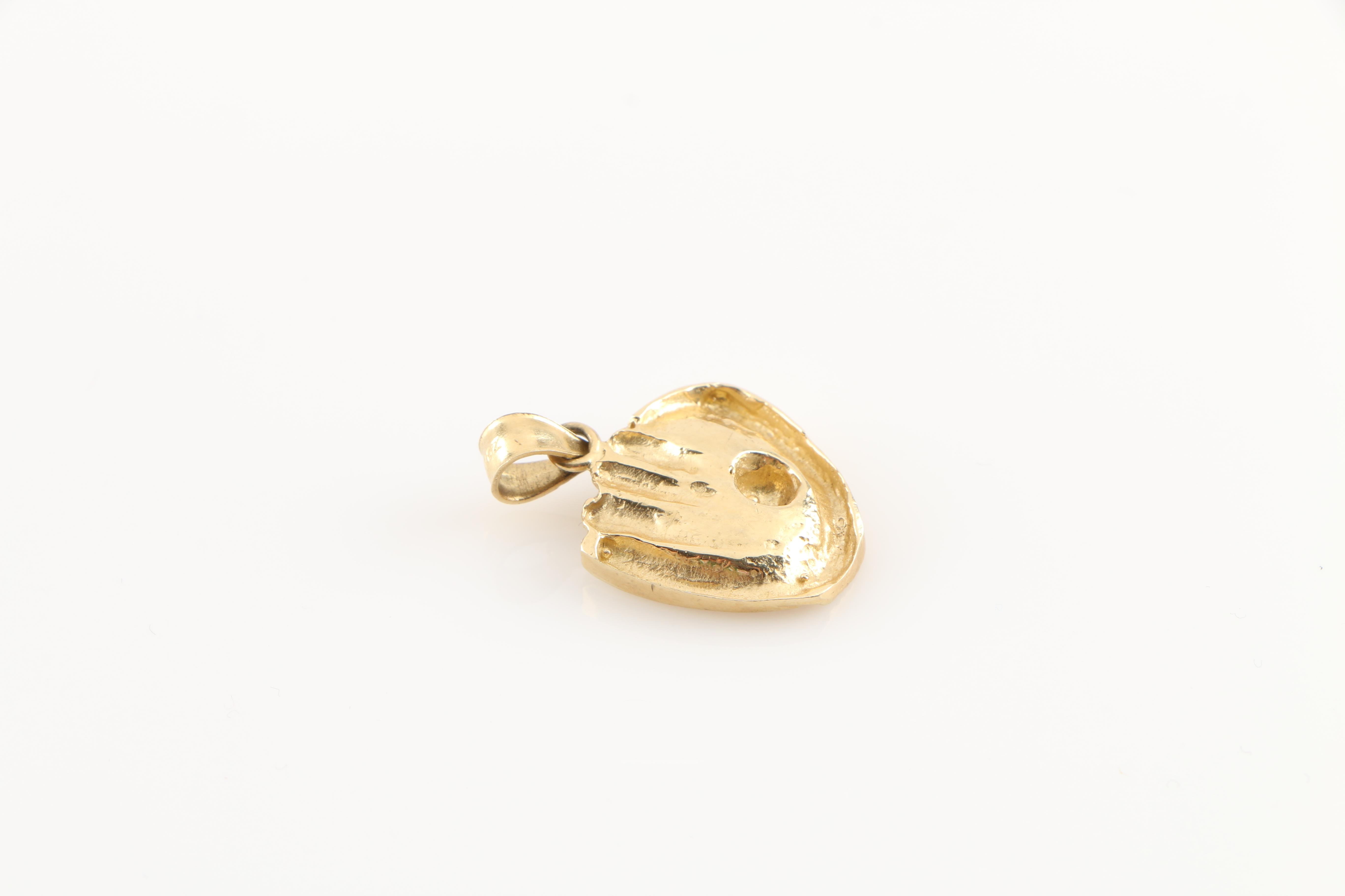 14K Yellow Gold Baseball Glove Pendant