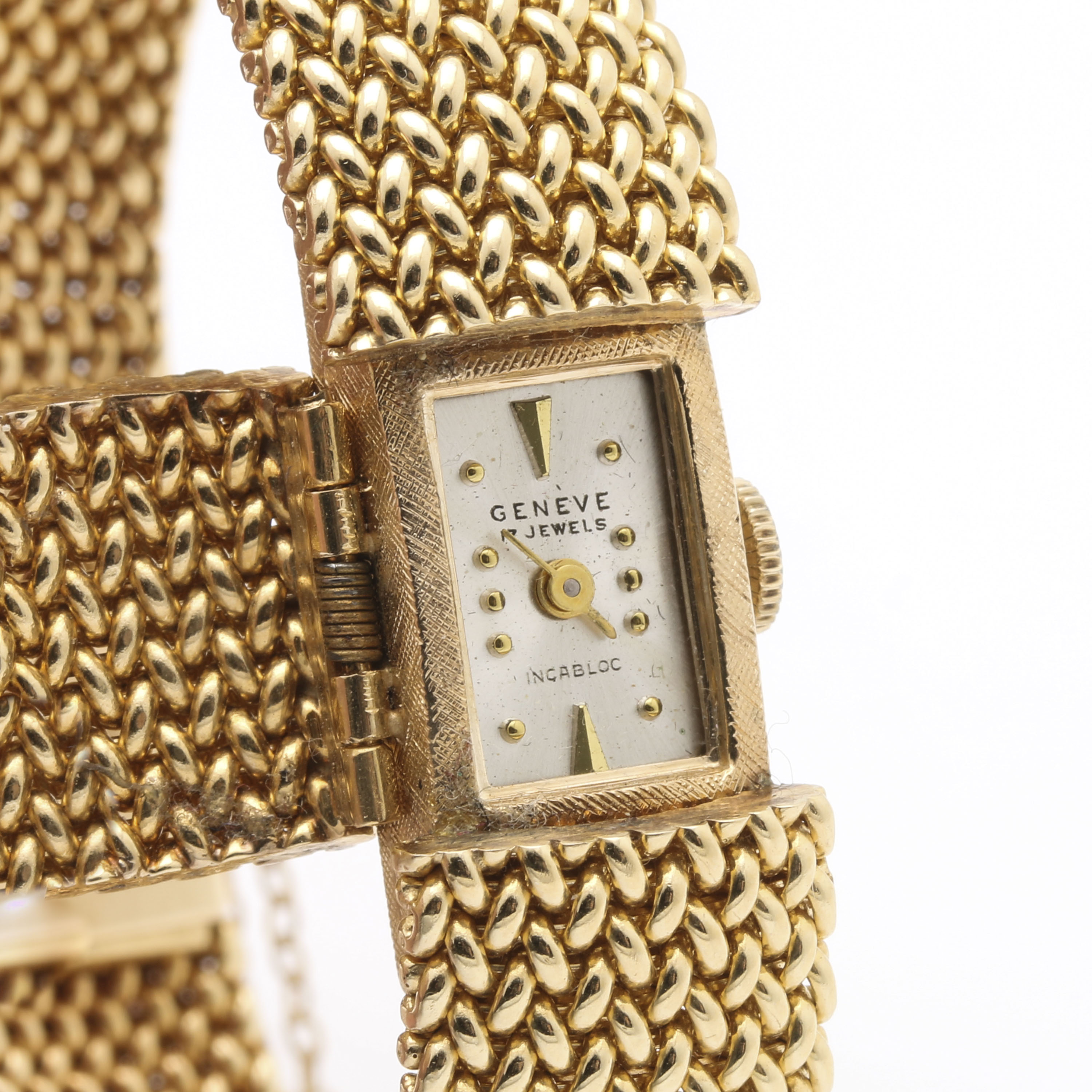 Geneve 14K Gold Bracelet Watch with Hidden Face