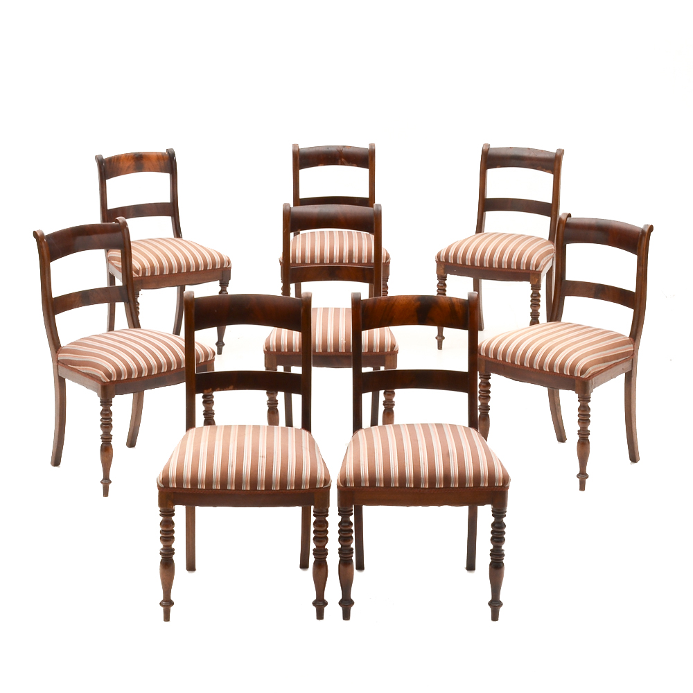 Eight Antique Empire Style Dining Chairs