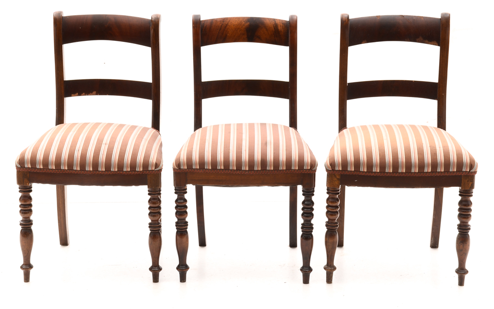 Eight Antique Empire Style Dining Chairs