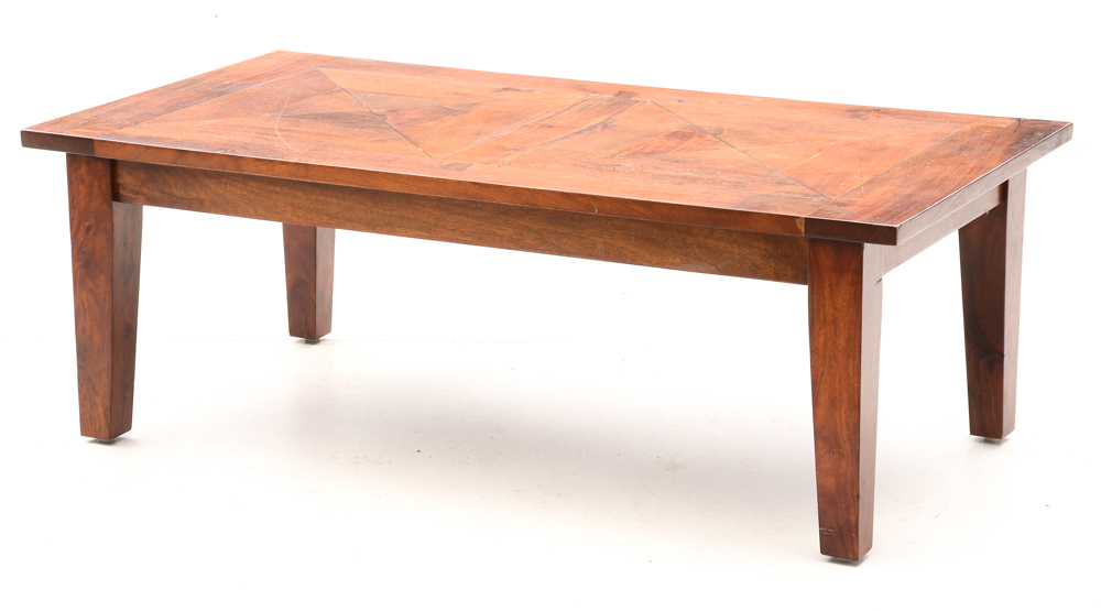 Contemporary Walnut Coffee Table and End Table