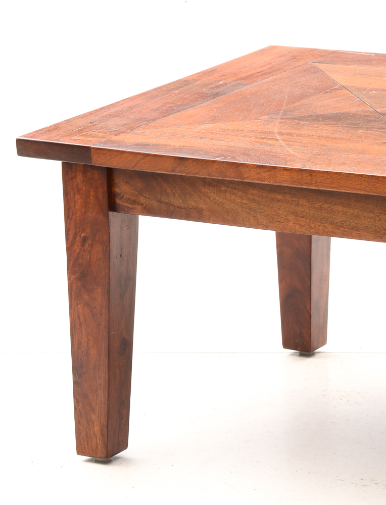 Contemporary Walnut Coffee Table and End Table