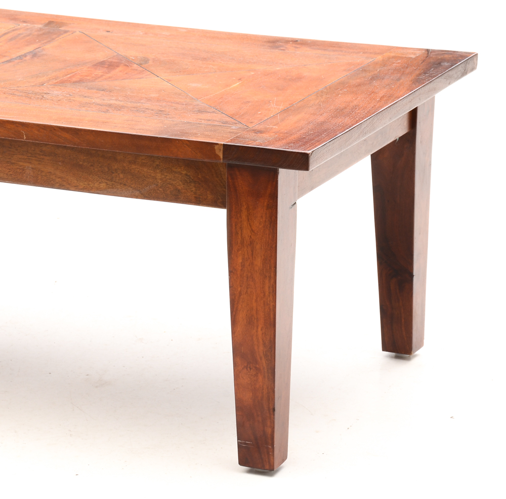 Contemporary Walnut Coffee Table and End Table