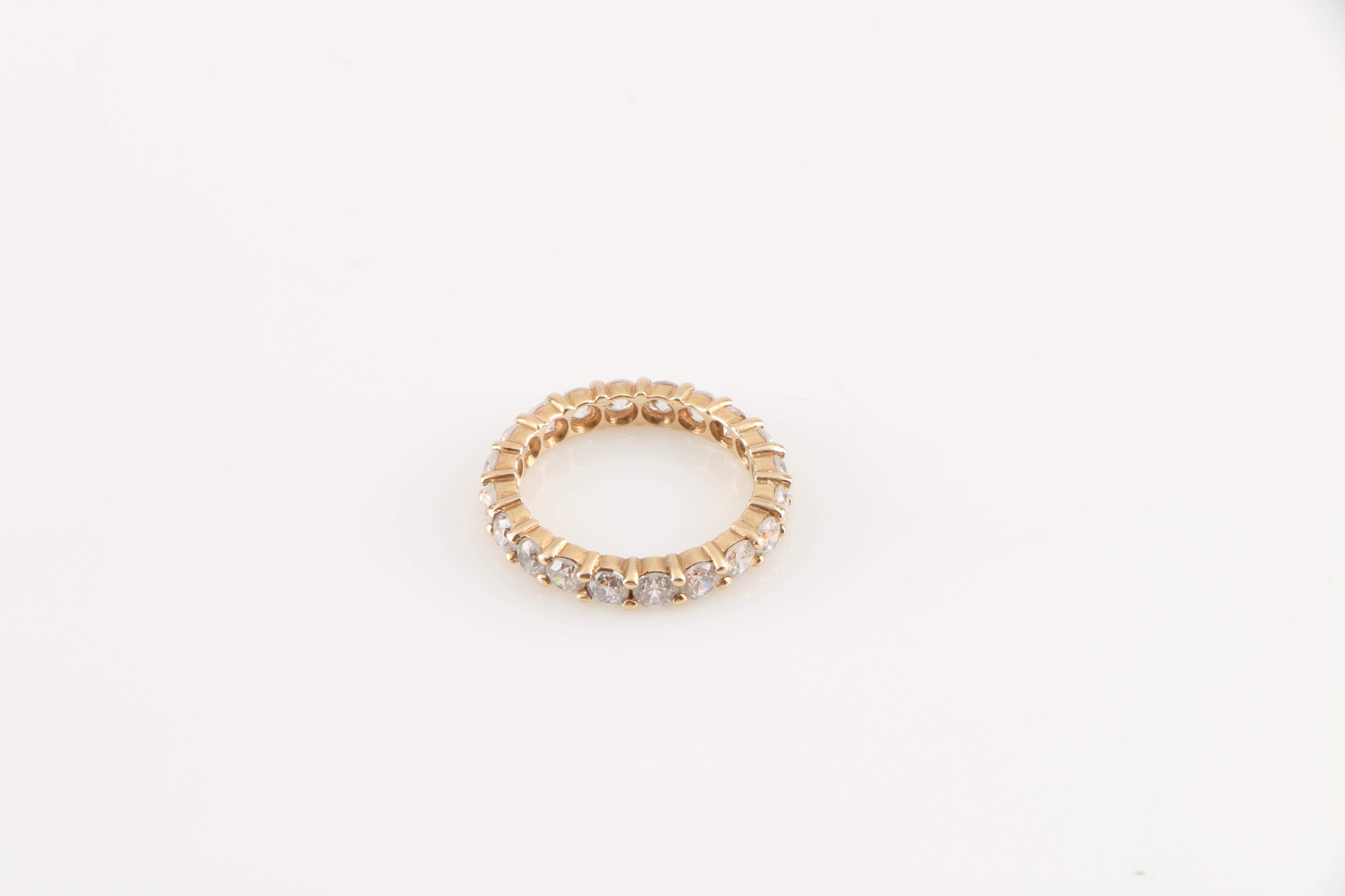 14K Yellow Gold Cubic Zirconia Eternity Band