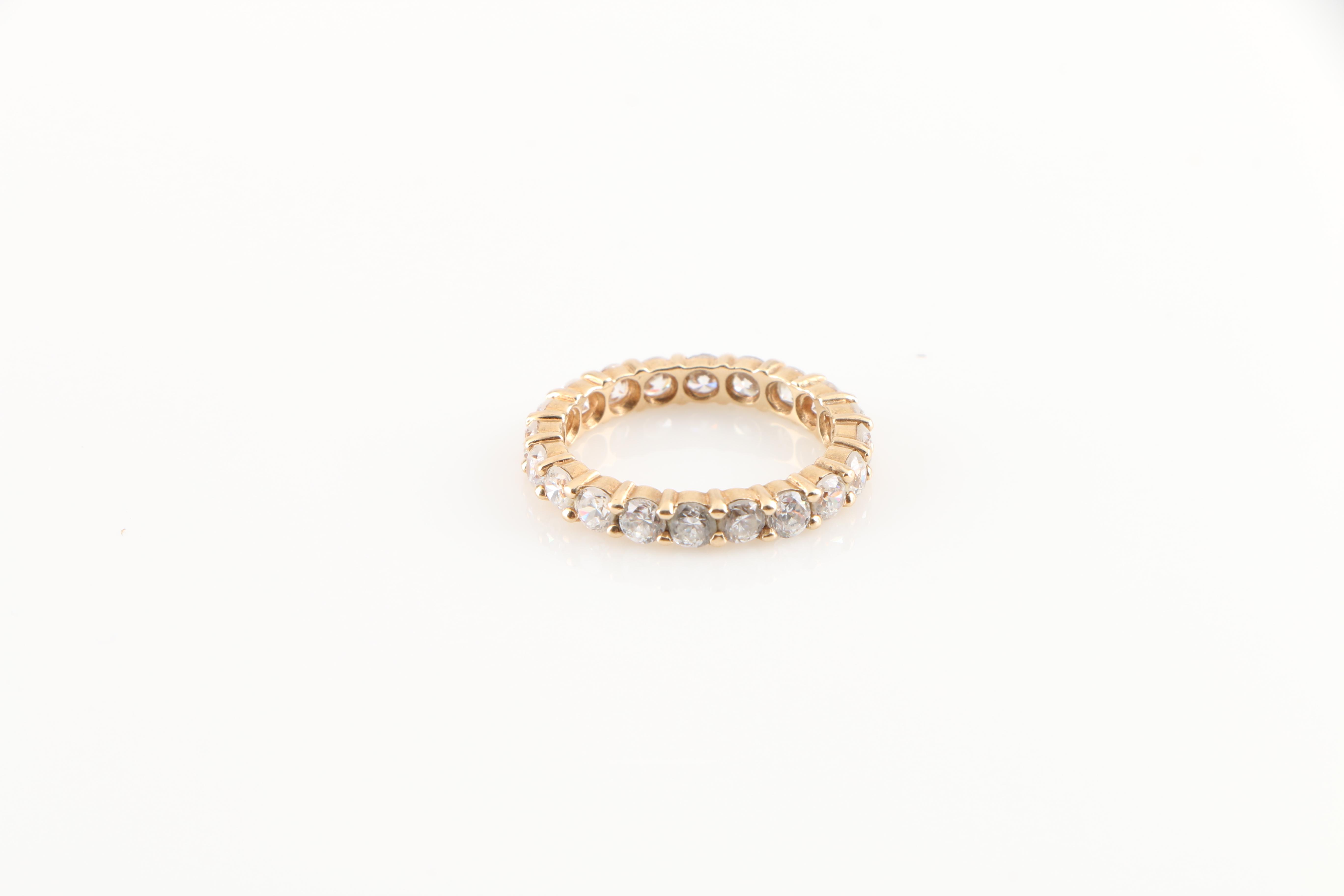 14K Yellow Gold Cubic Zirconia Eternity Band
