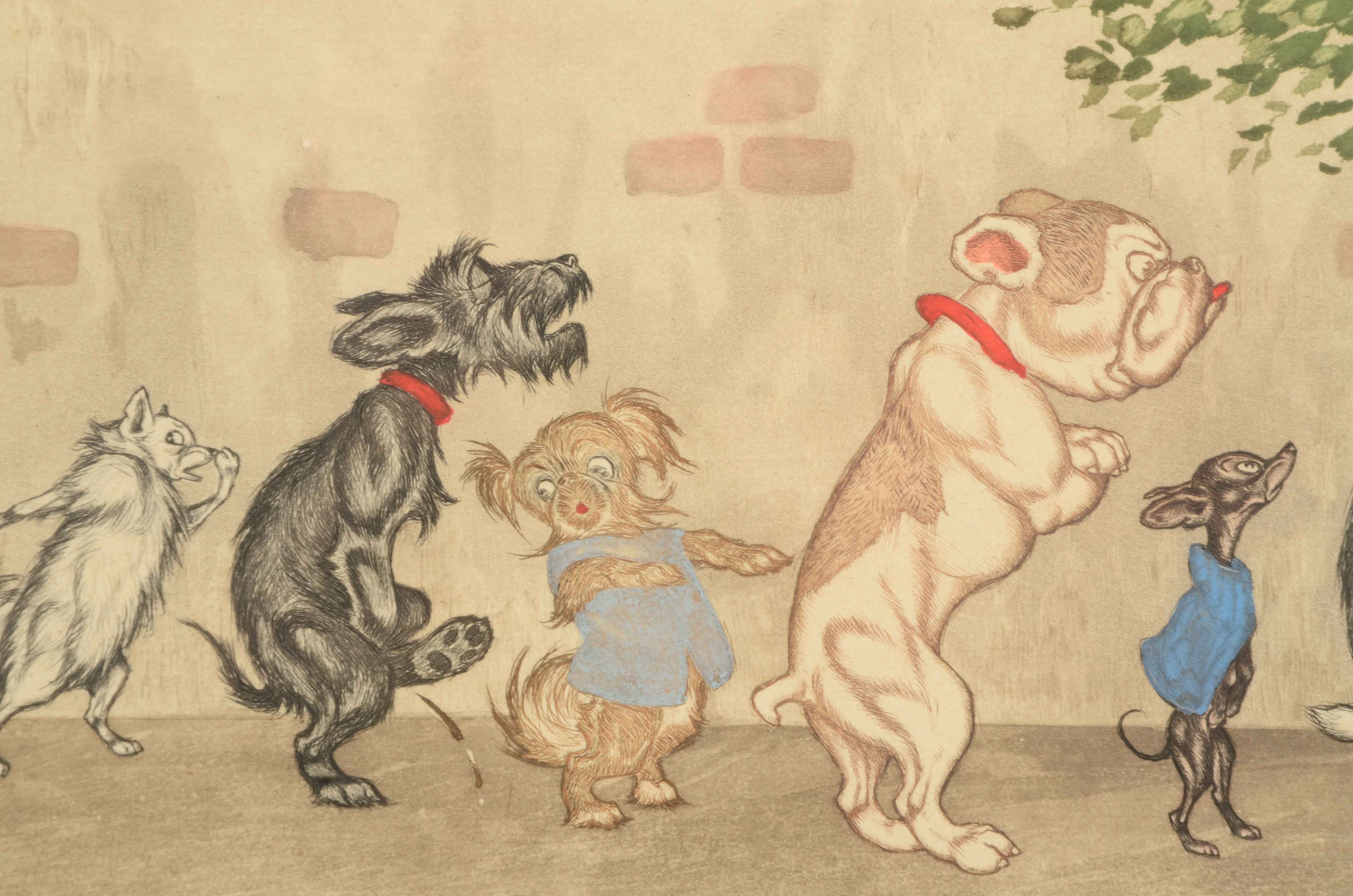 Boris O'Klein Hand Colored Etching with Aquatint "Sacun son Tour"