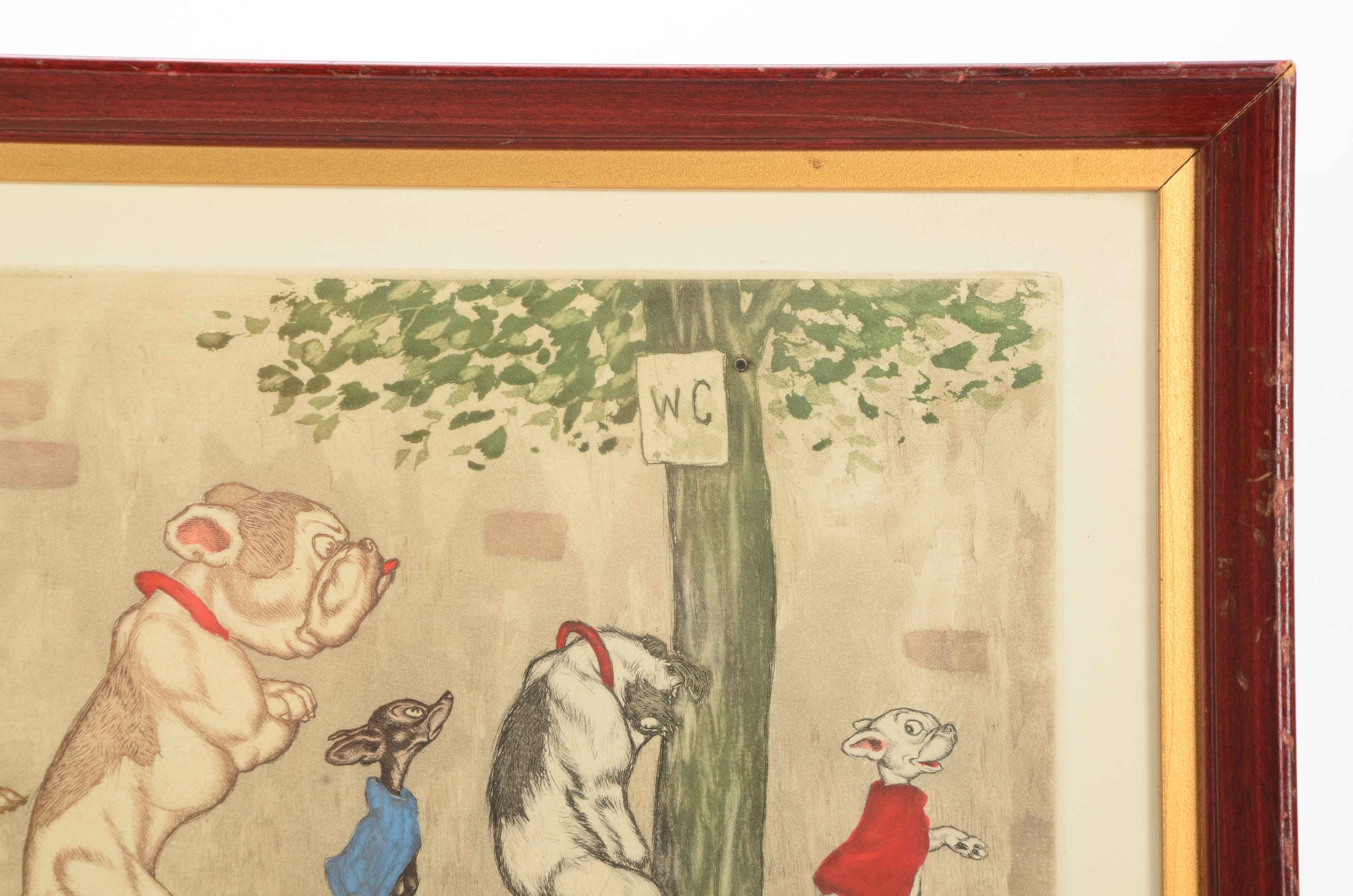 Boris O'Klein Hand Colored Etching with Aquatint "Sacun son Tour"