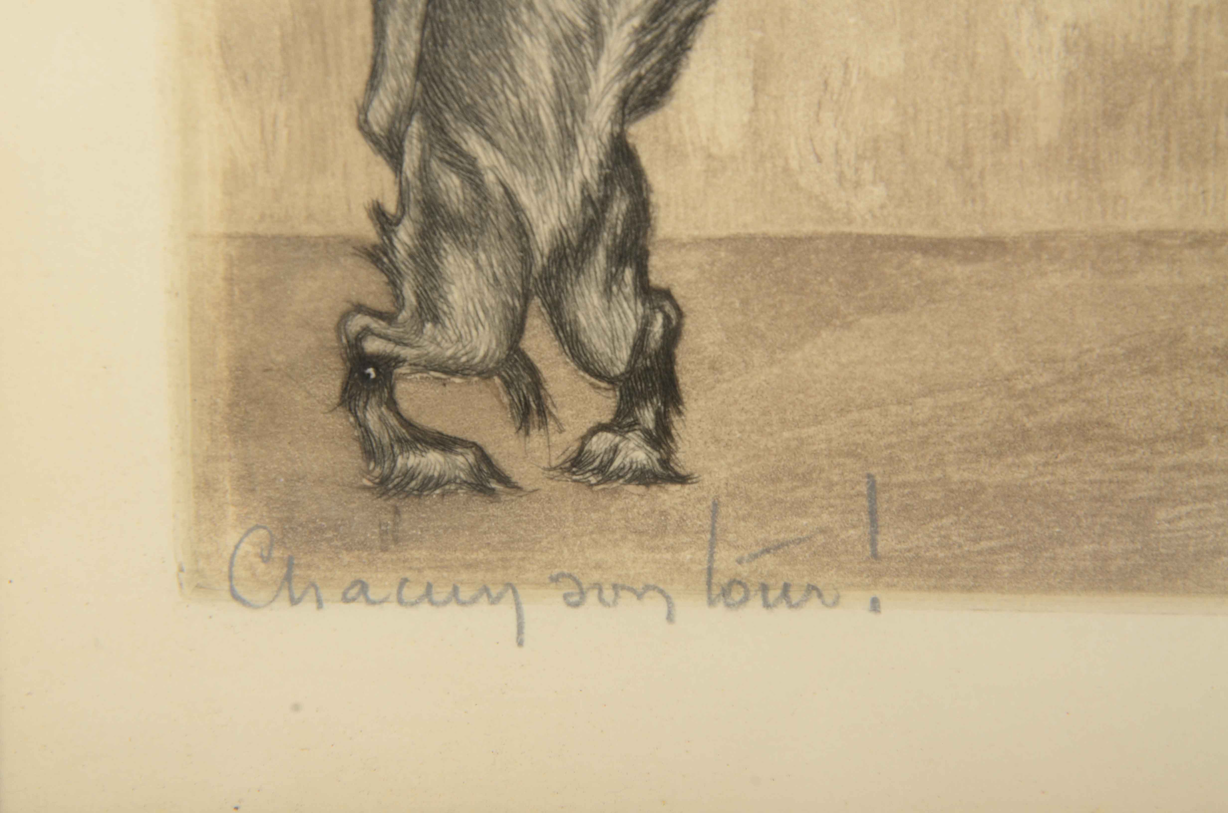 Boris O'Klein Hand Colored Etching with Aquatint "Sacun son Tour"