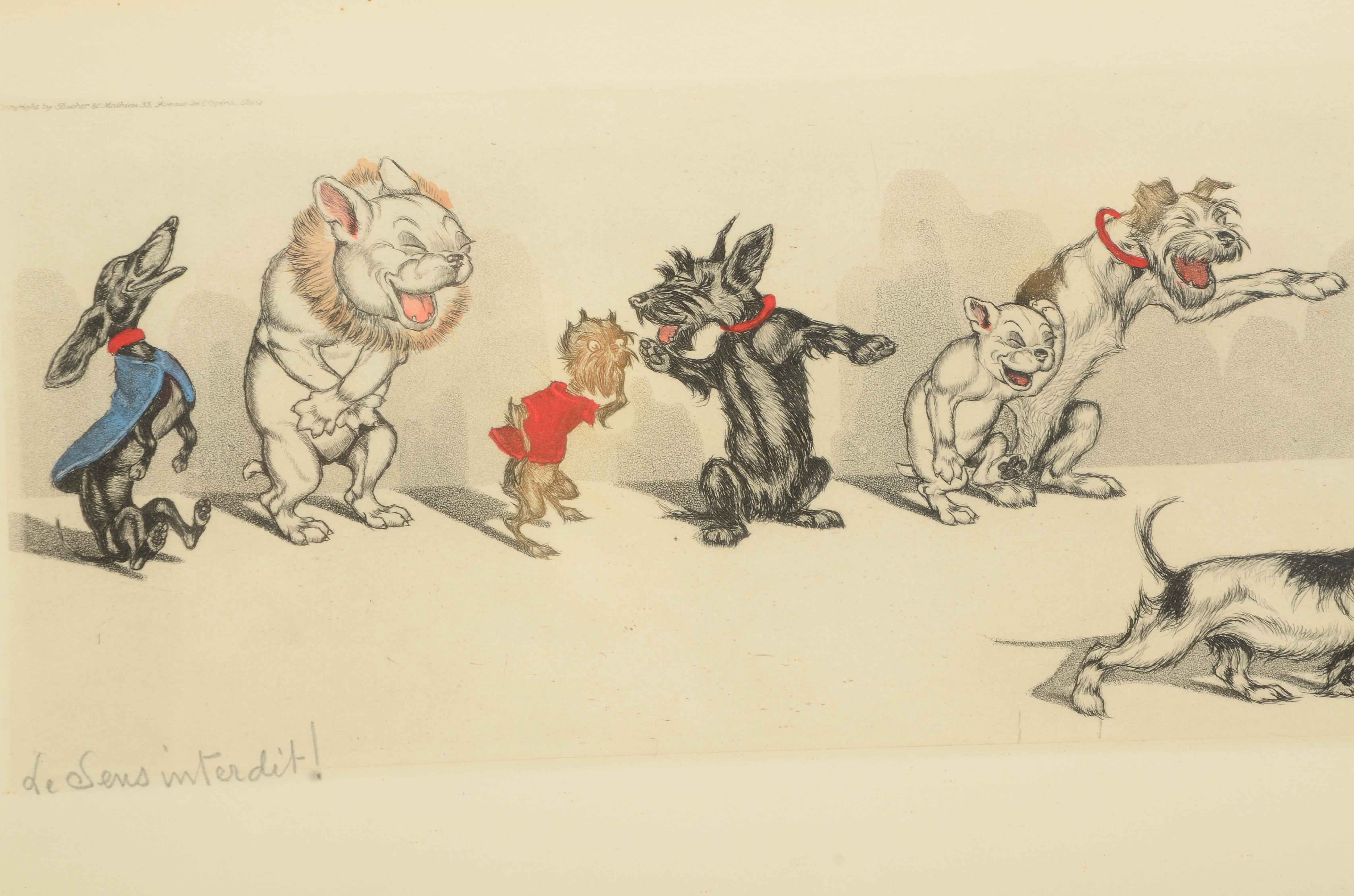 Boris O'Klein Hand-colored Etching with Aquatint"De Sans Interdit!"