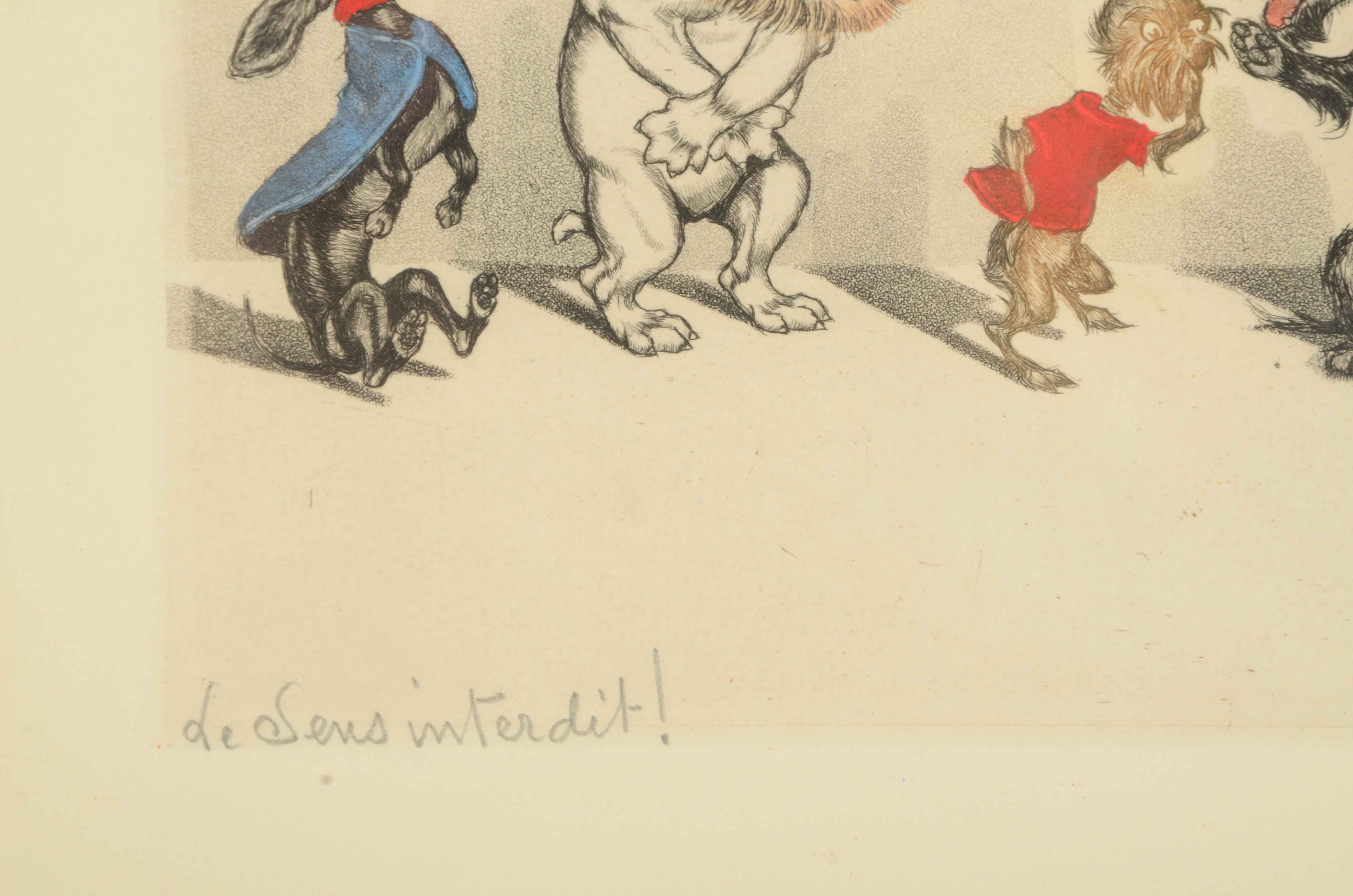 Boris O'Klein Hand-colored Etching with Aquatint"De Sans Interdit!"