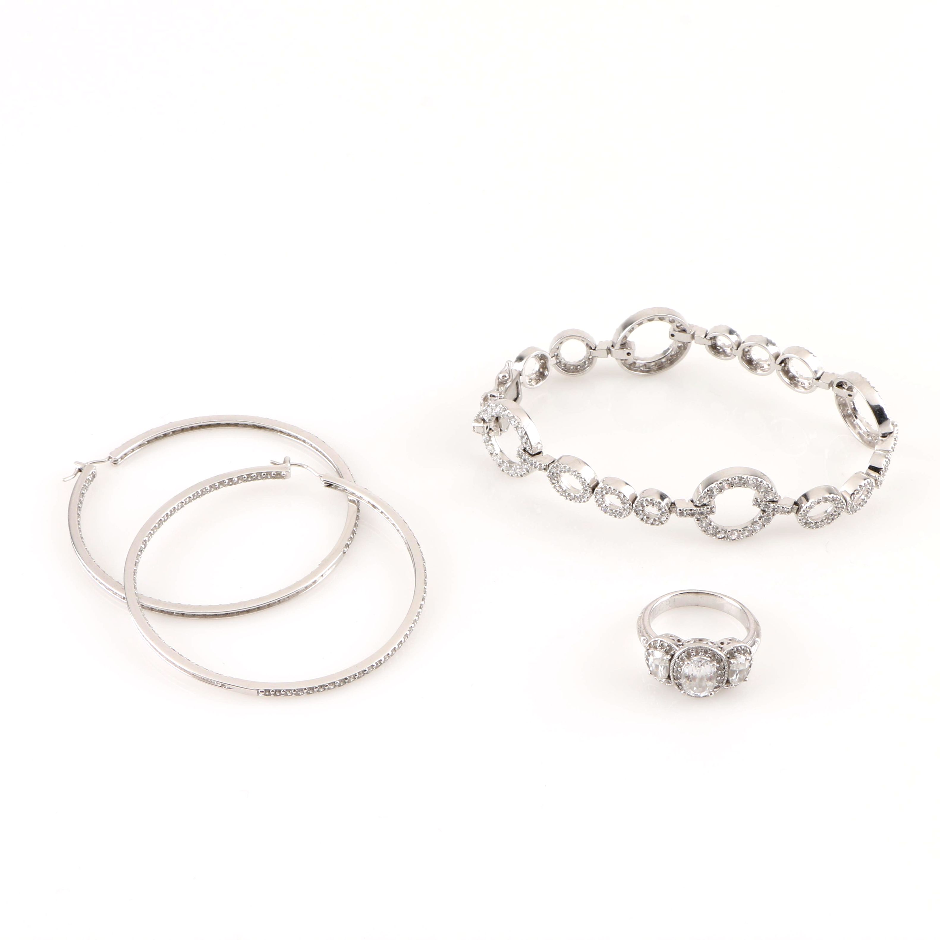 Assortment of Sterling Silver Cubic Zirconia Jewelry