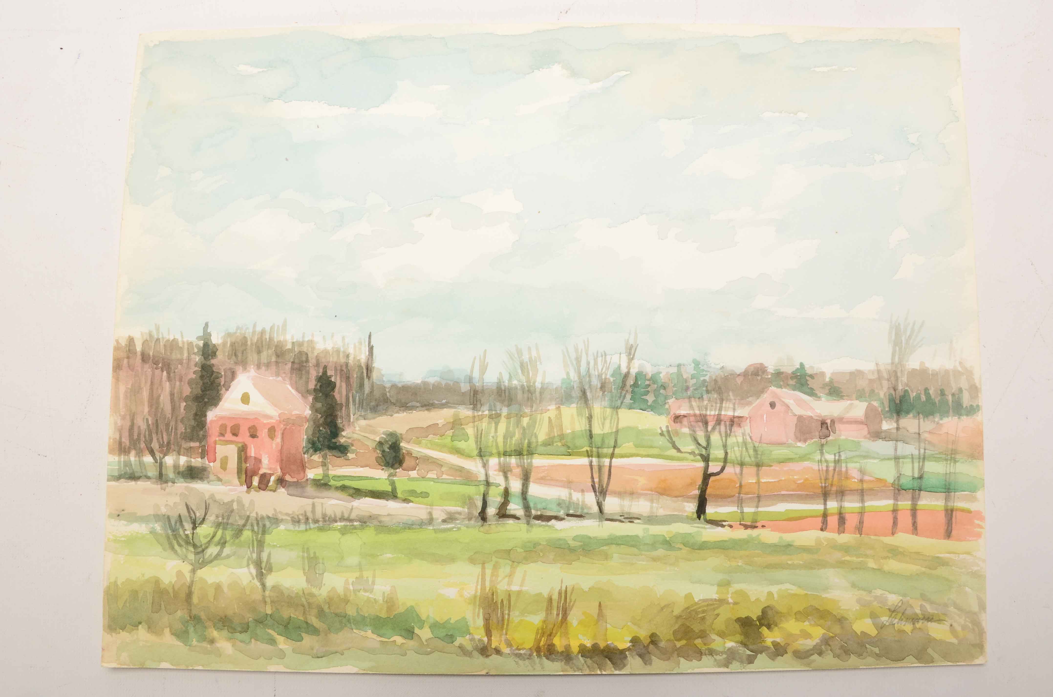 Robert Lahman Two Watercolor Paintings of Landscapes