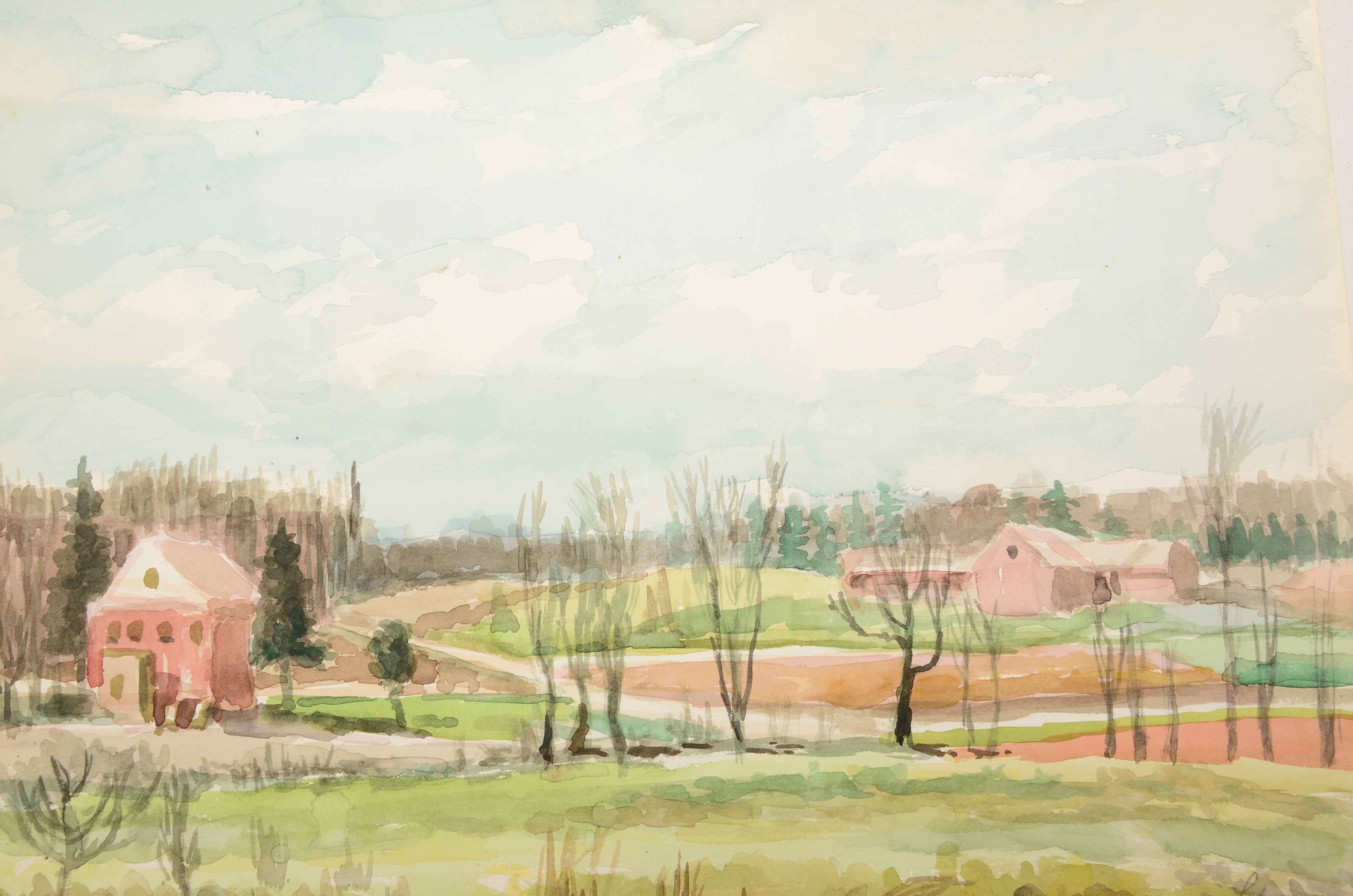 Robert Lahman Two Watercolor Paintings of Landscapes