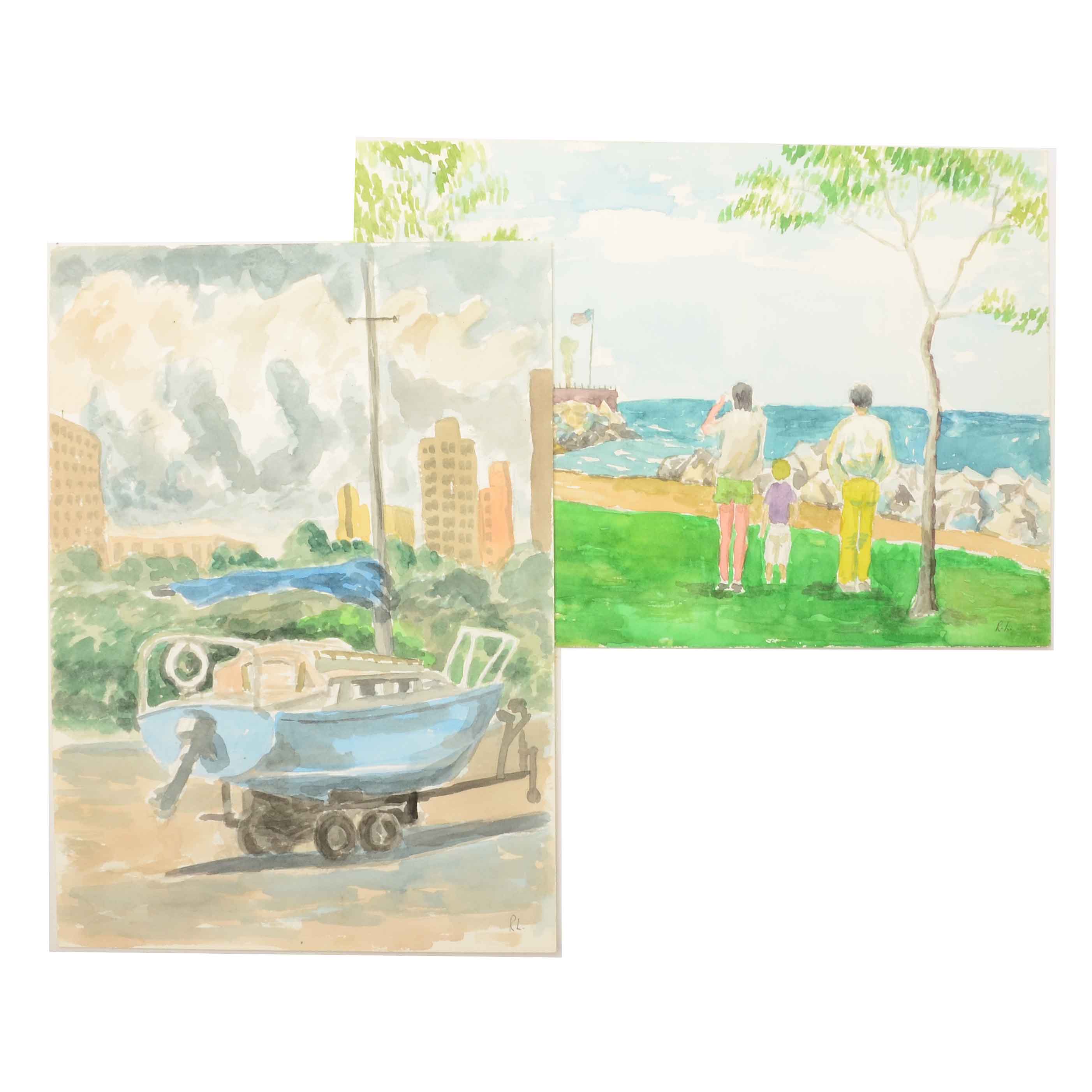 Robert Lahmann Two Watercolor Paintings