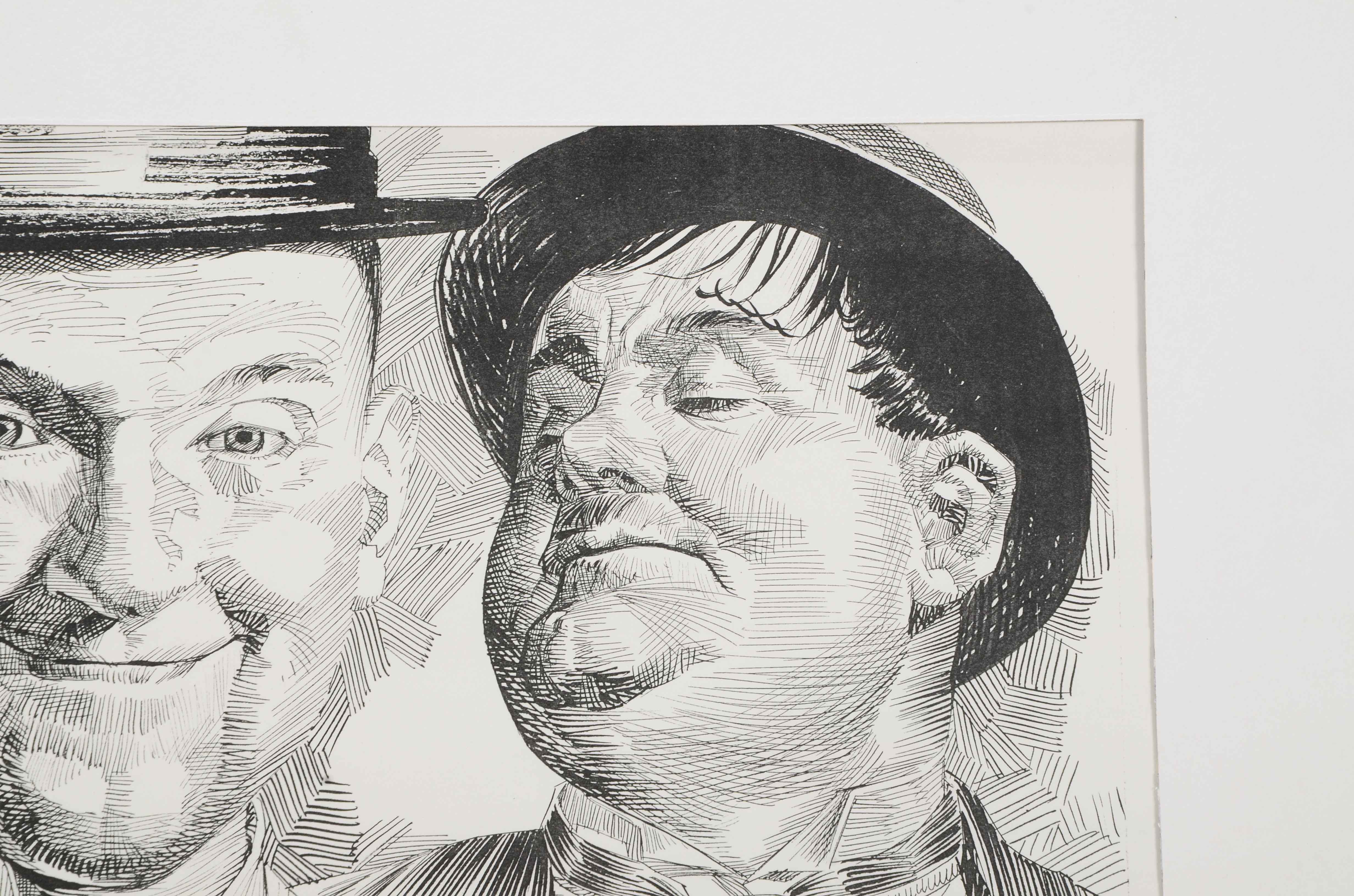 Murray Postell Signed Print after a Drawing of Laurel and Hardy
