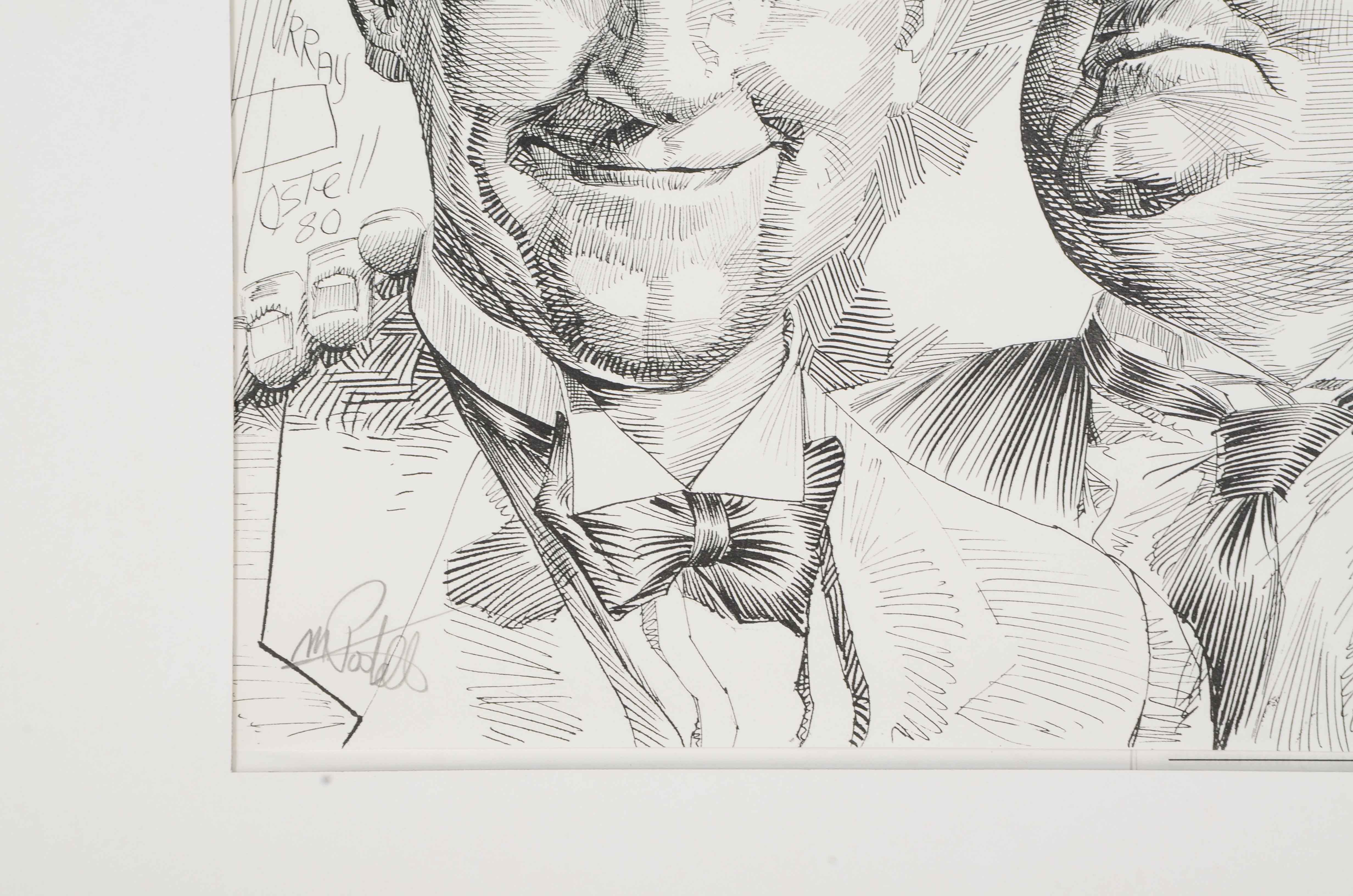 Murray Postell Signed Print after a Drawing of Laurel and Hardy