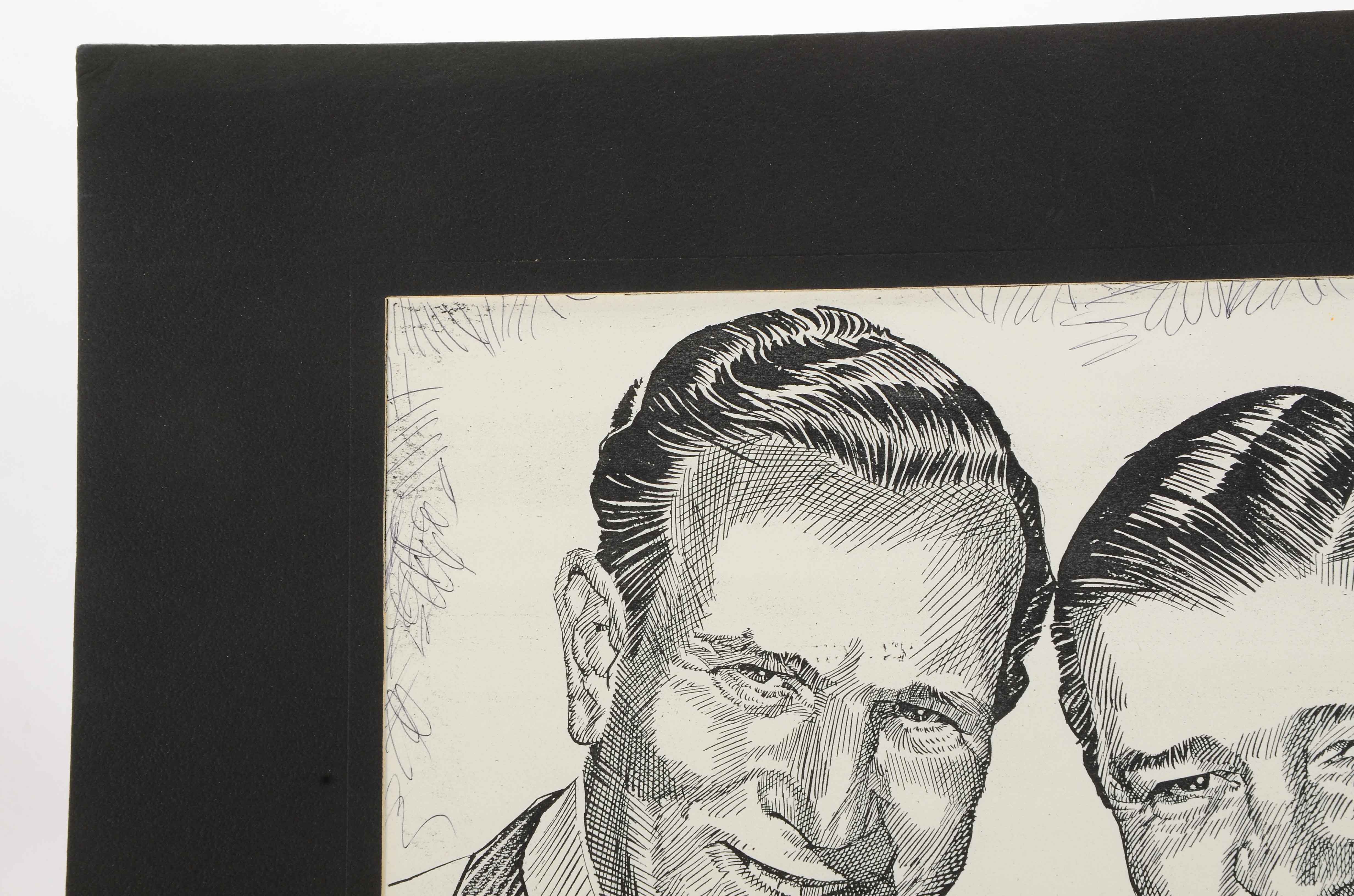 Murray Postell Signed Print after a Drawing of Abbott and Costello