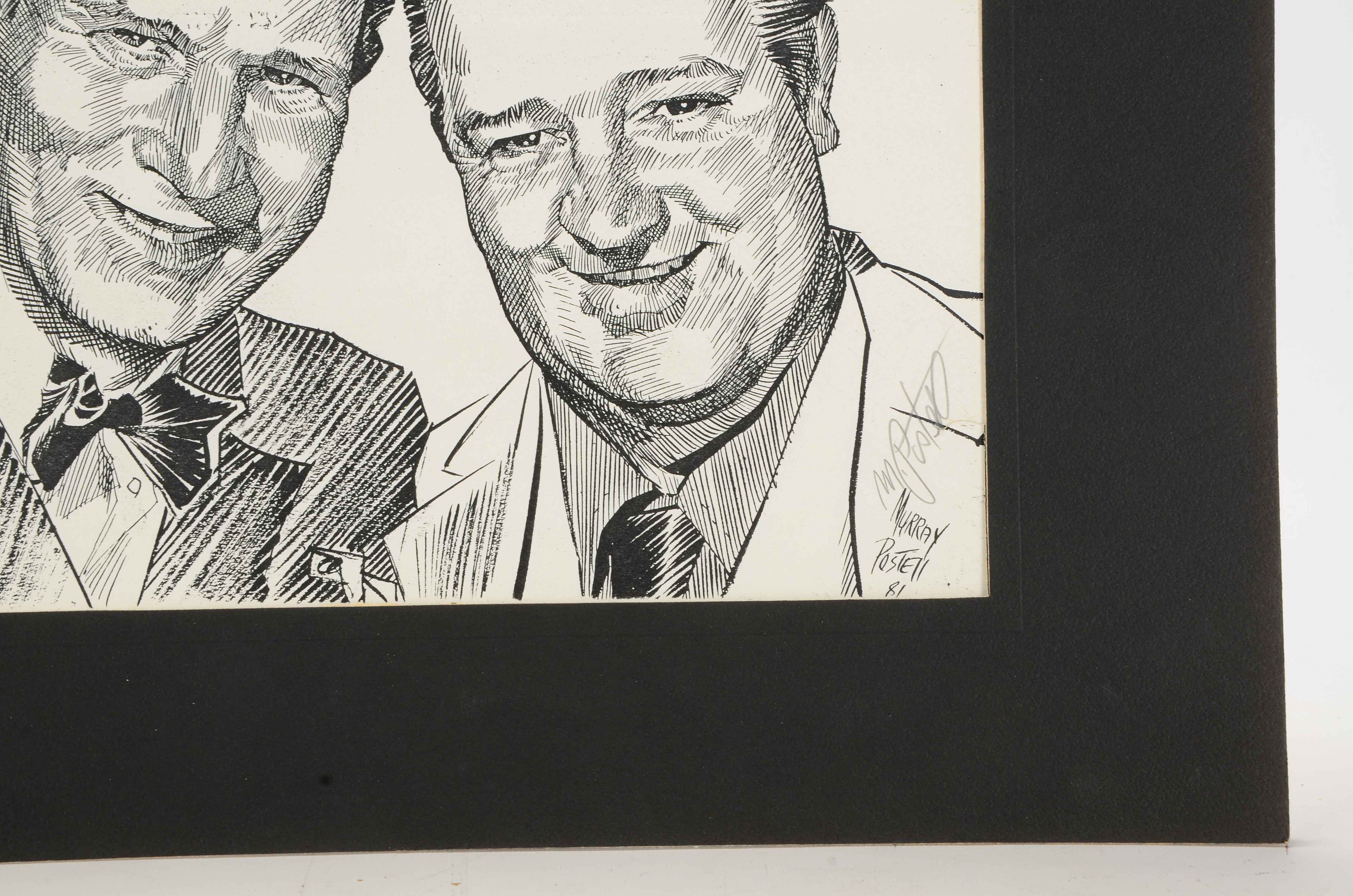 Murray Postell Signed Print after a Drawing of Abbott and Costello