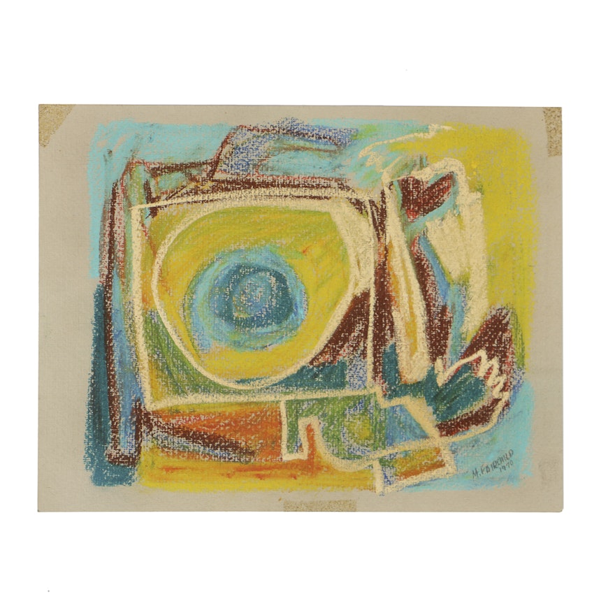 Martha Fairchild Oil Pastel Drawing on Paper Abstract Composition