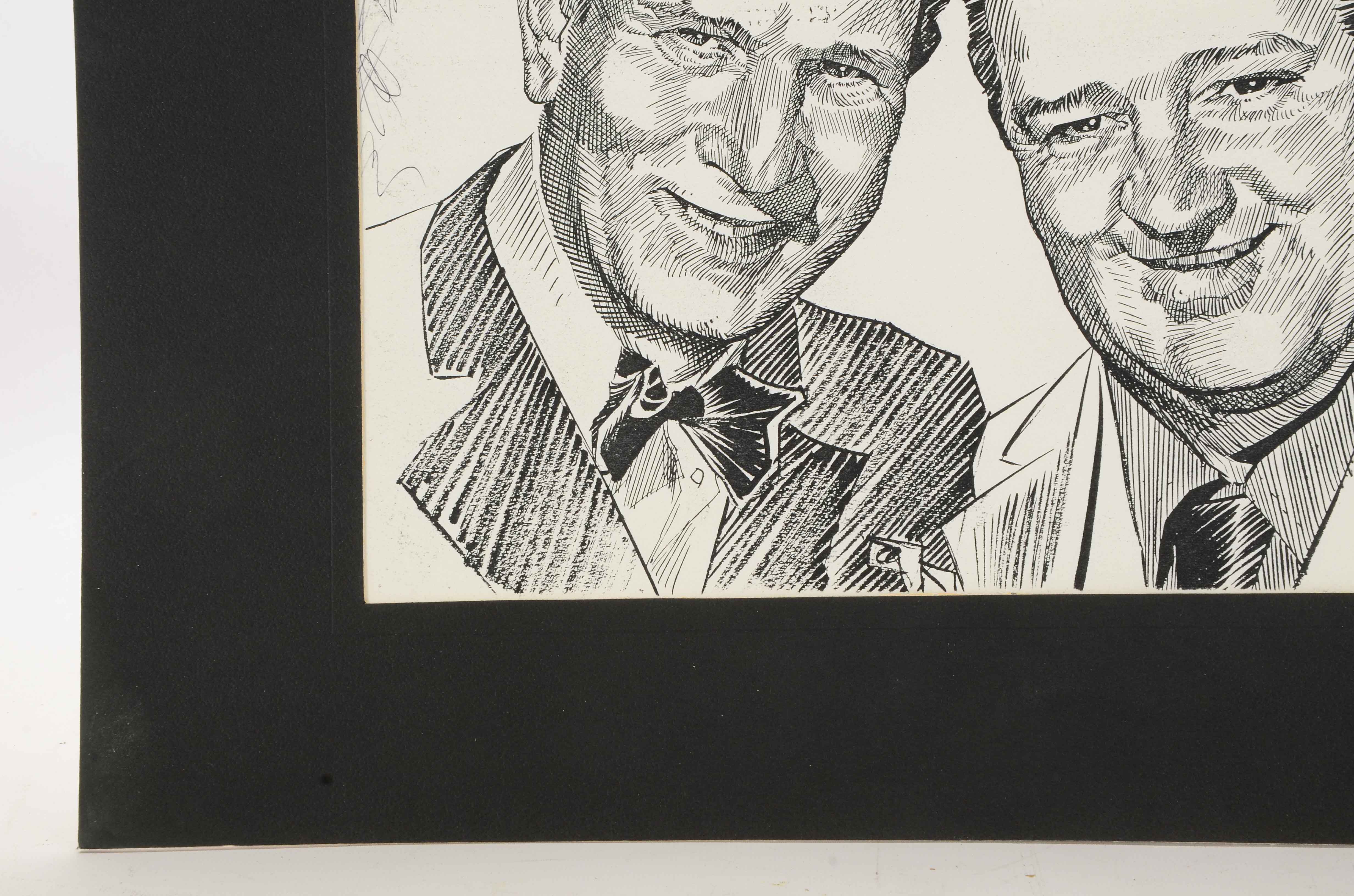 Murray Postell Signed Print after a Drawing of Abbott and Costello