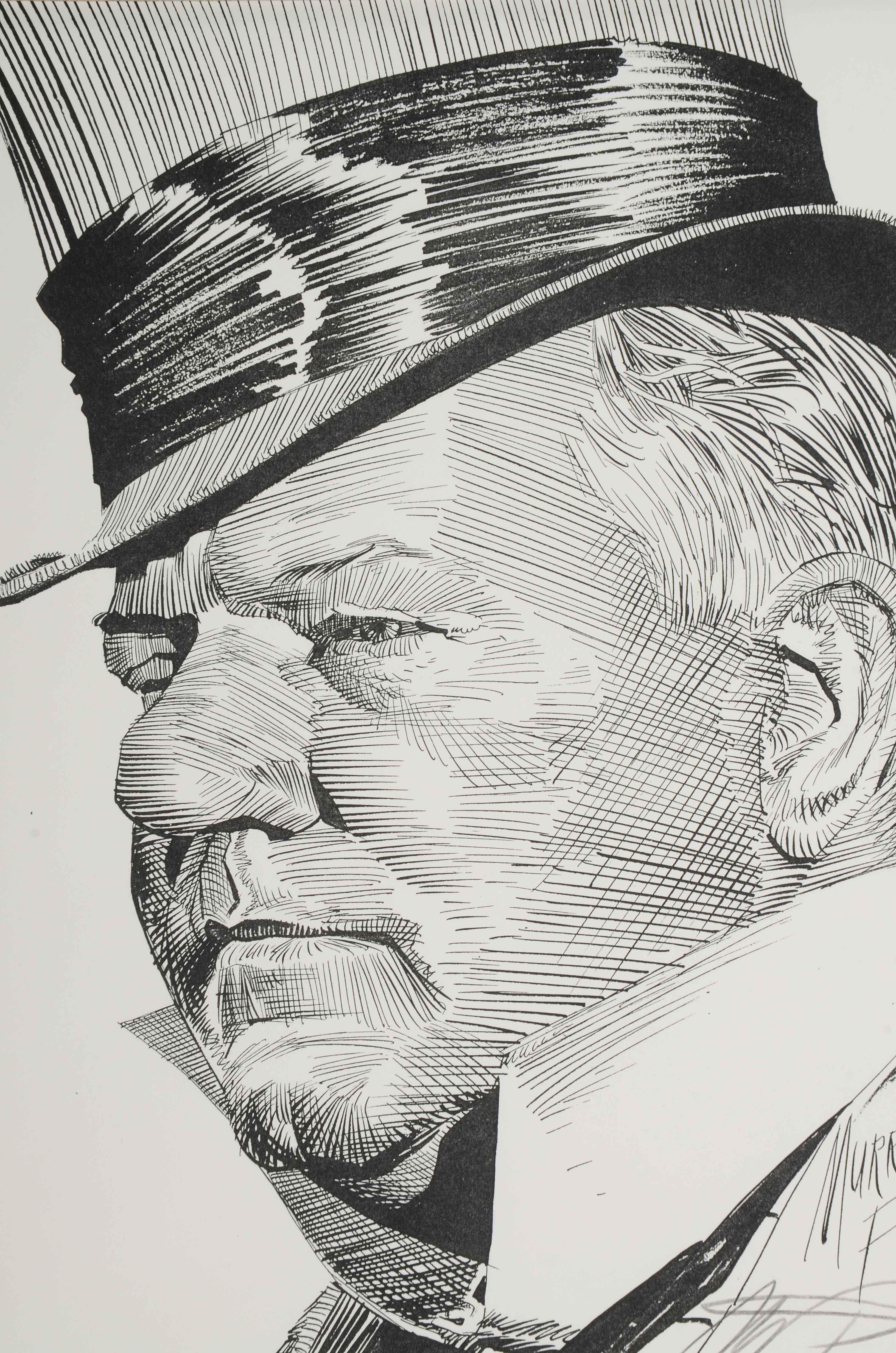 Murray Postell Signed Print after a Drawing of W.C. Fields