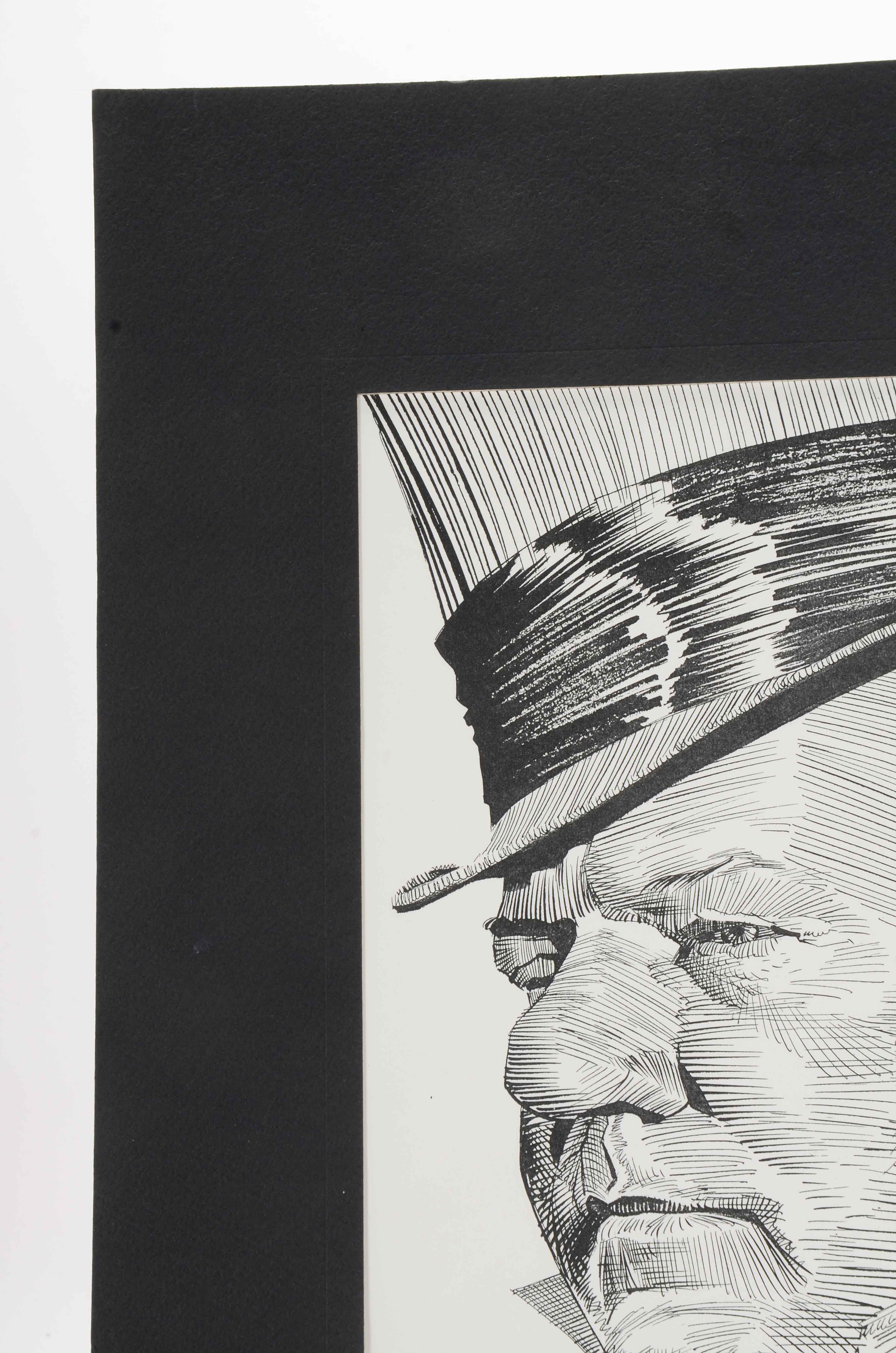 Murray Postell Signed Print after a Drawing of W.C. Fields