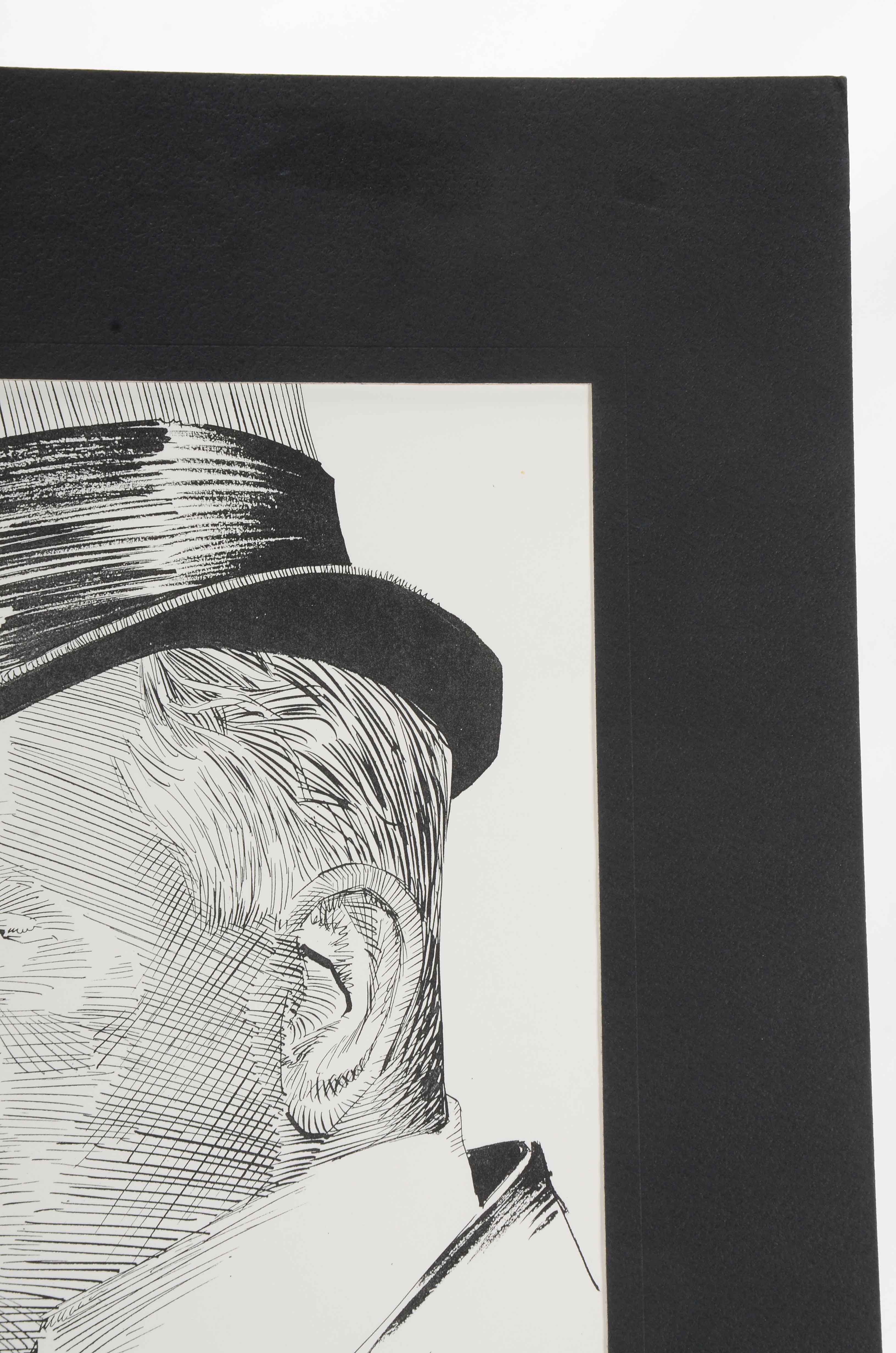 Murray Postell Signed Print after a Drawing of W.C. Fields