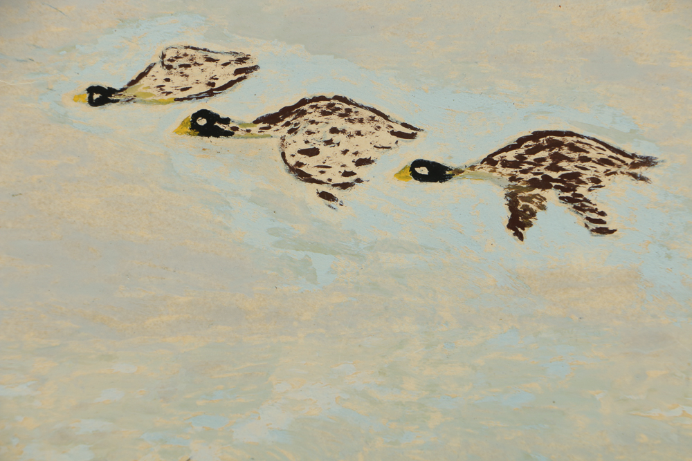 Z.A. Weaver Folk Art Gouache Painting on Paper