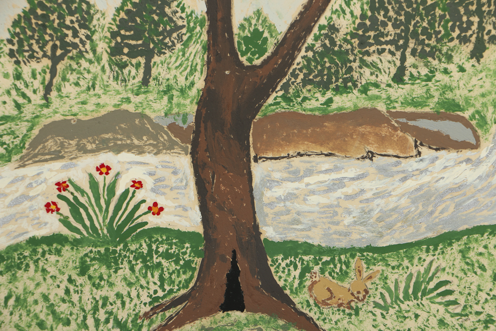 Z.A. Weaver Folk Art Gouache Painting on Paper