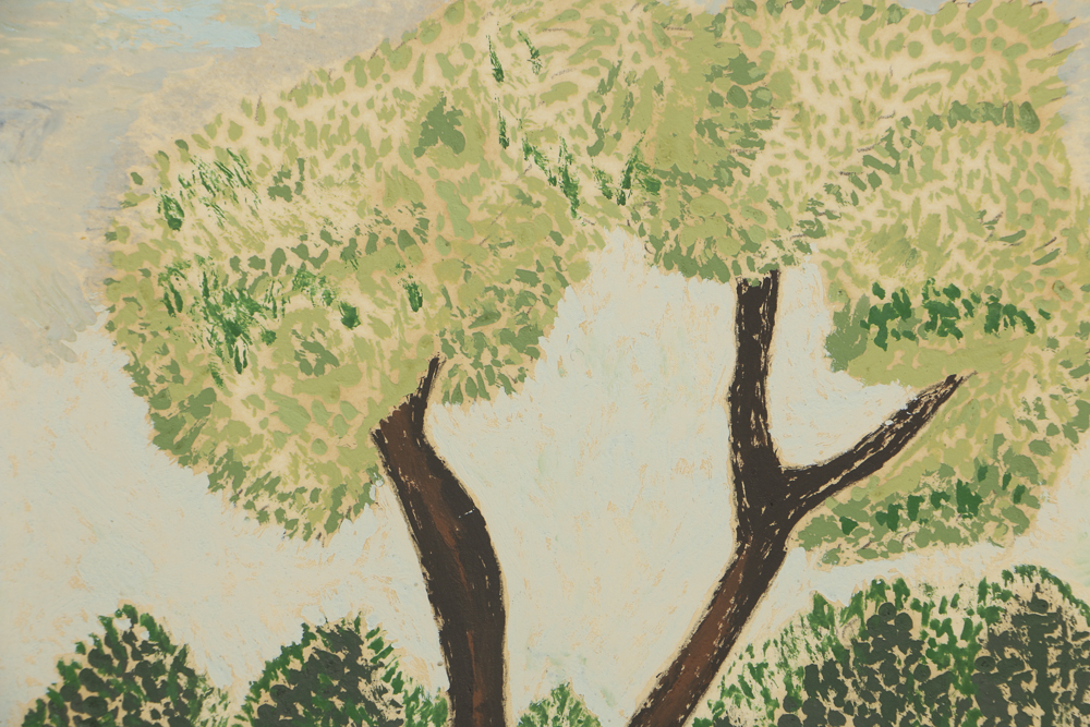 Z.A. Weaver Folk Art Gouache Painting on Paper