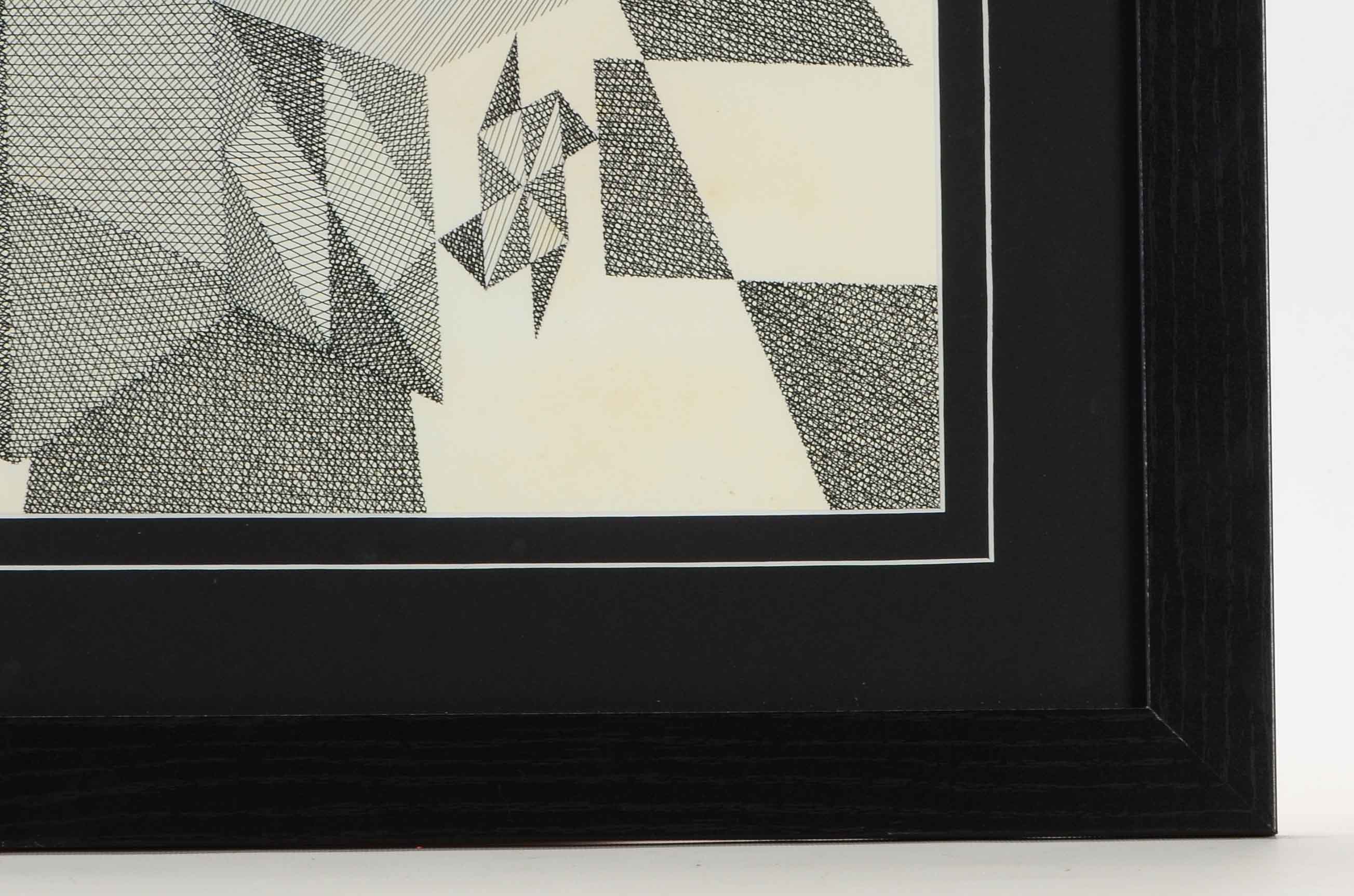 Geometric Ink Drawing on Paper