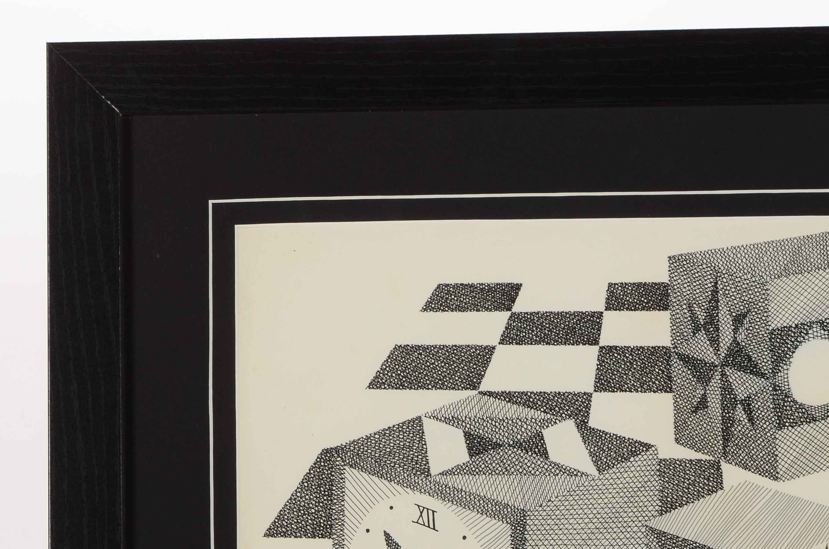 Geometric Ink Drawing on Paper