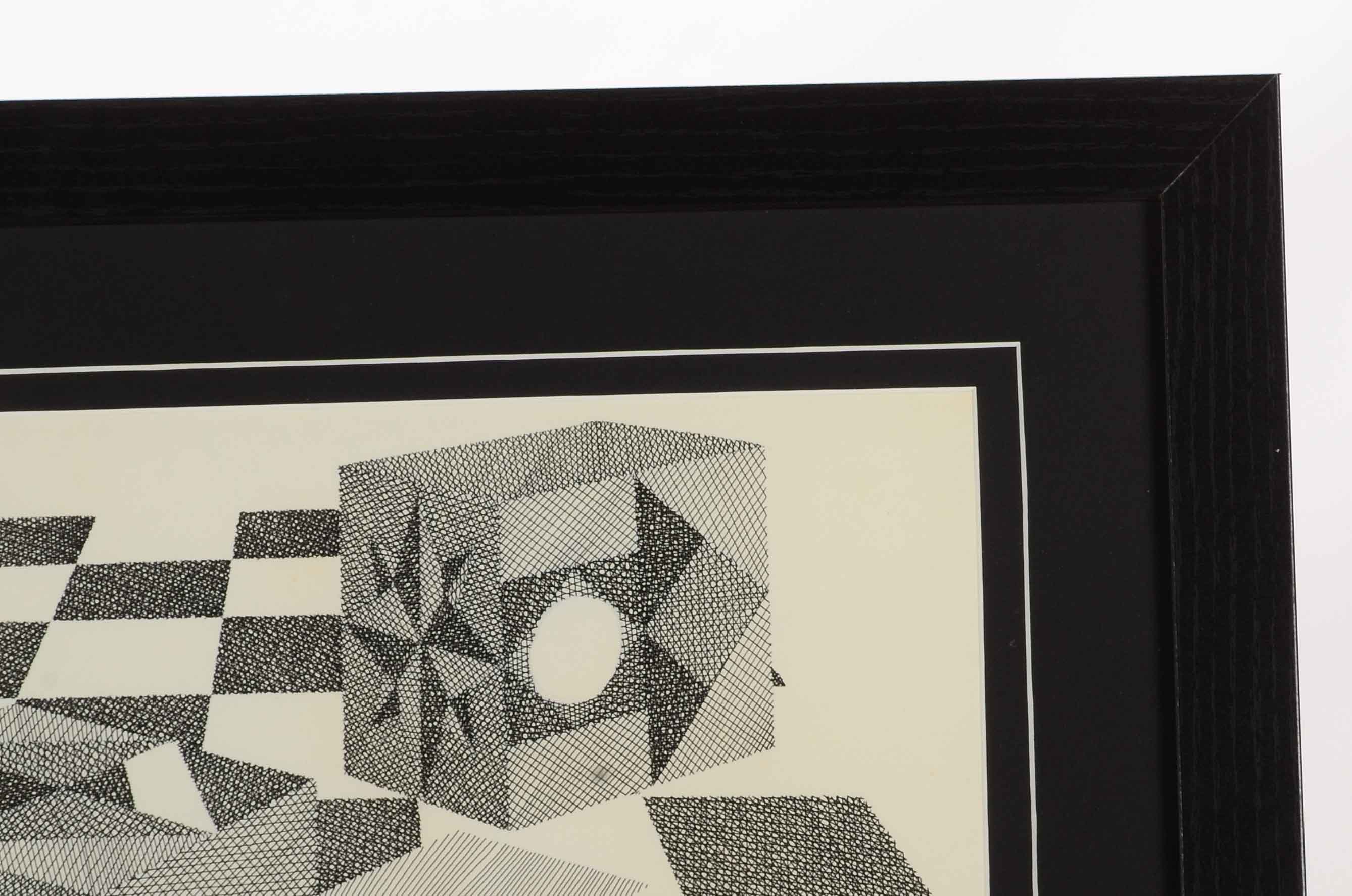 Geometric Ink Drawing on Paper