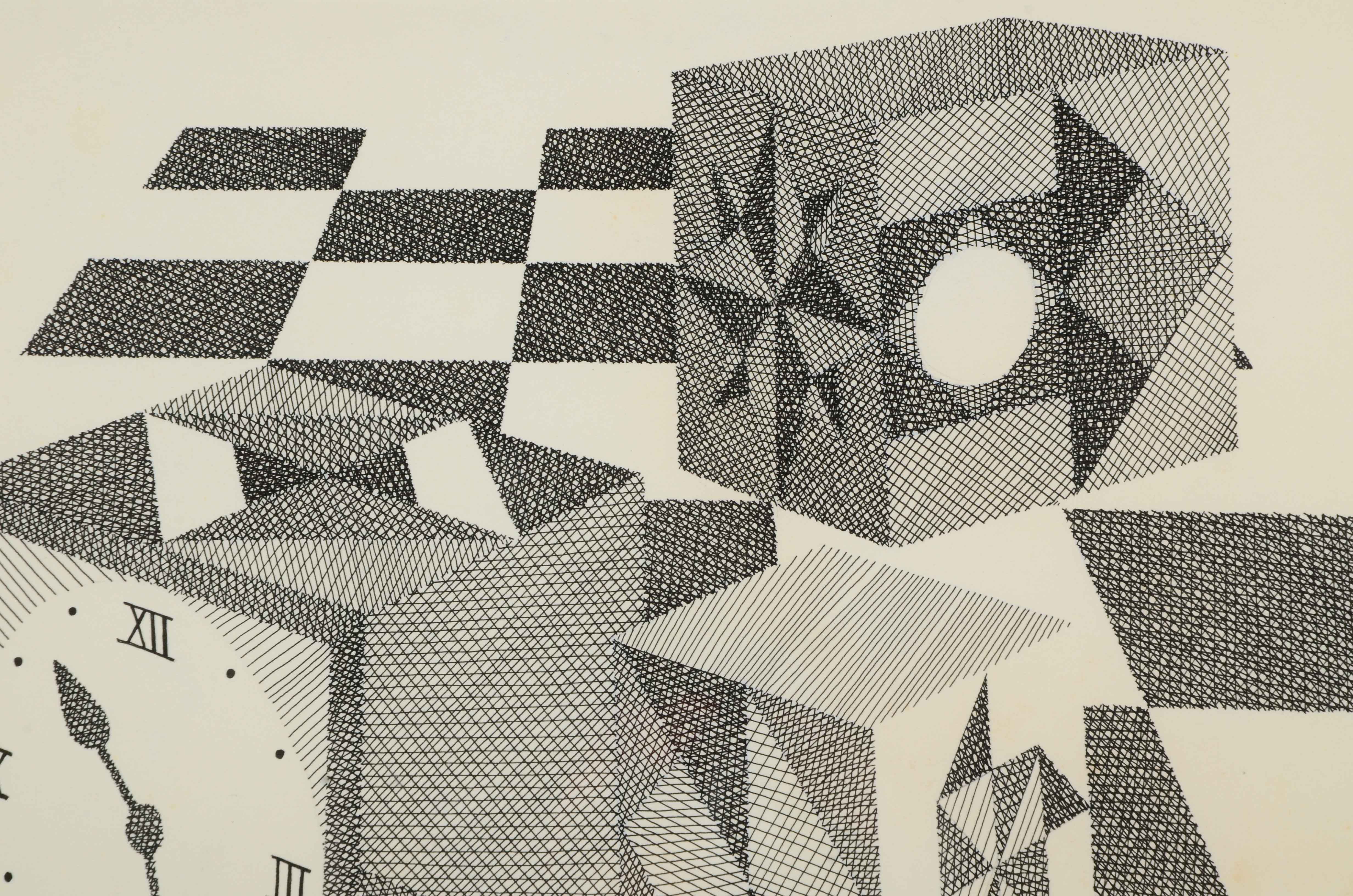 Geometric Ink Drawing on Paper