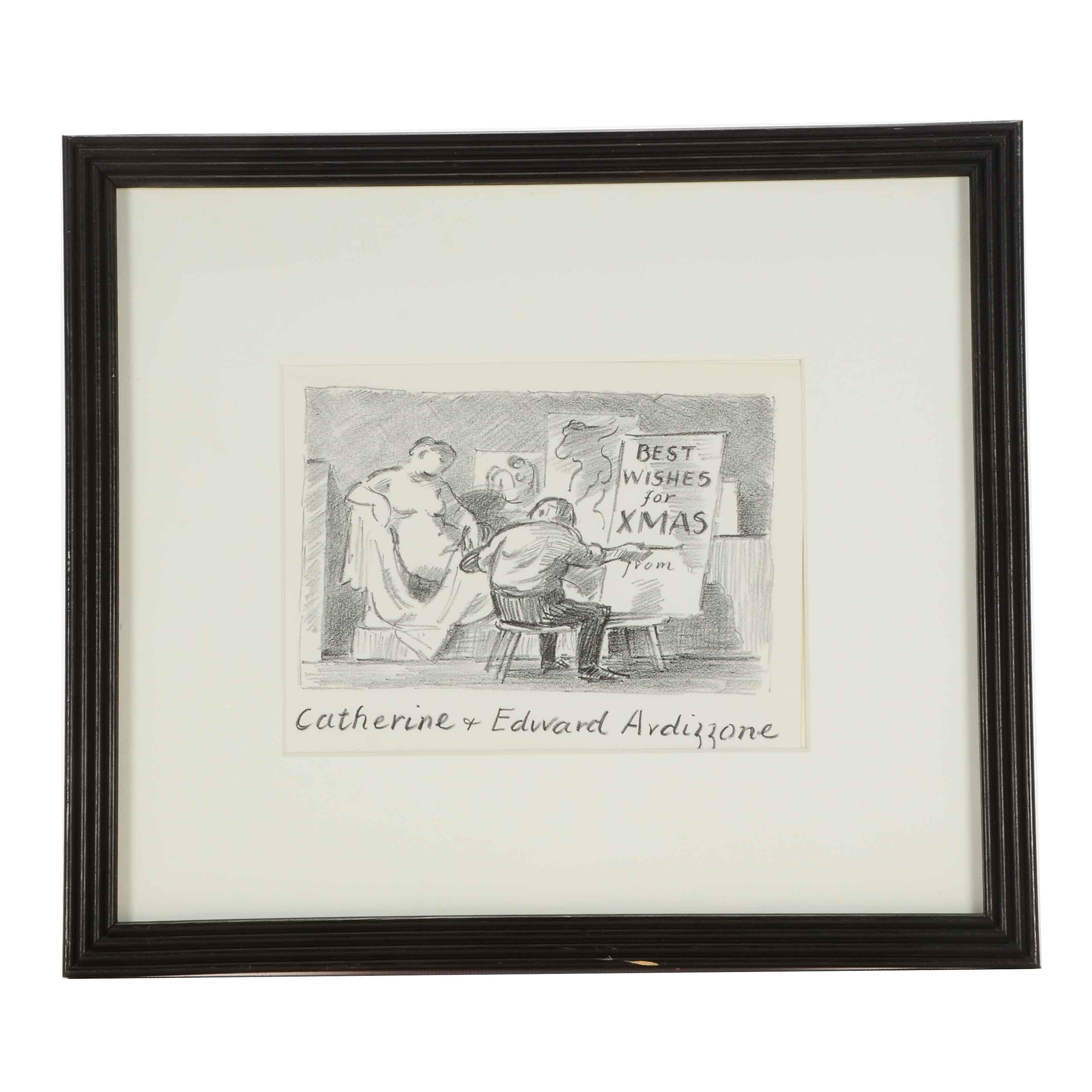 Catherine and Edward Ardizzone Stone Lithograph