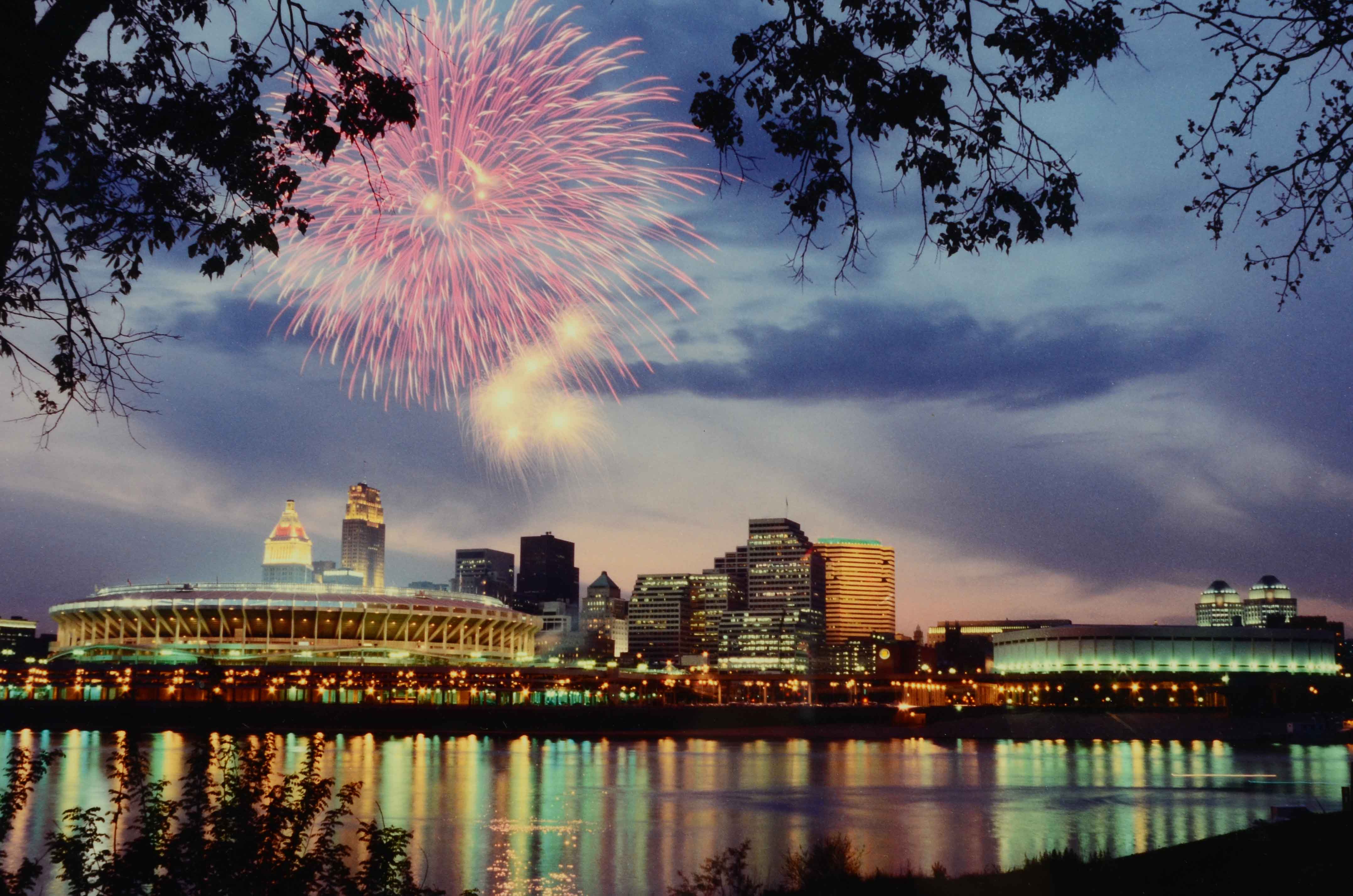 W.F. Schildman Photograph of Ohio River with Fireworks