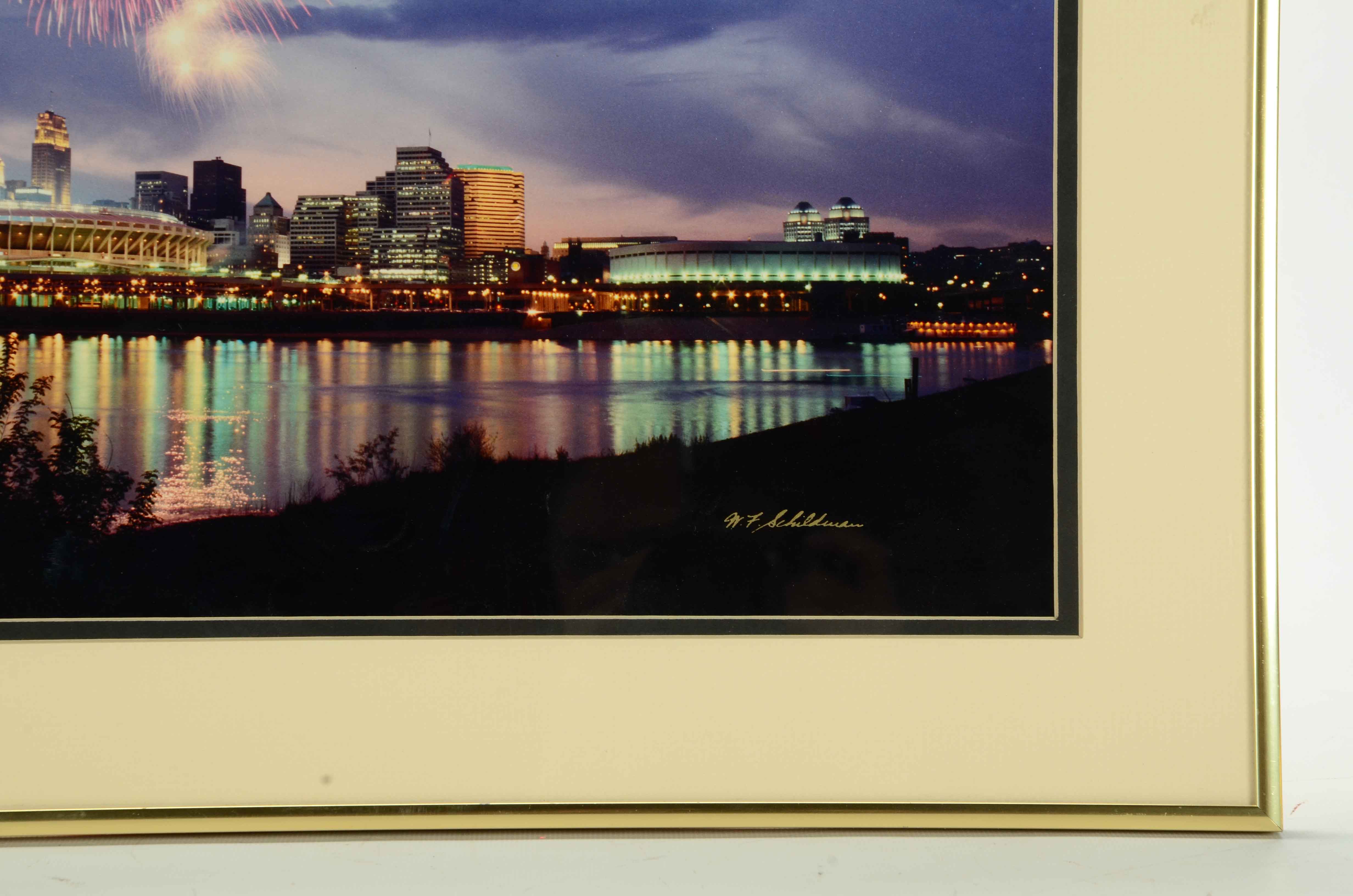 W.F. Schildman Photograph of Ohio River with Fireworks