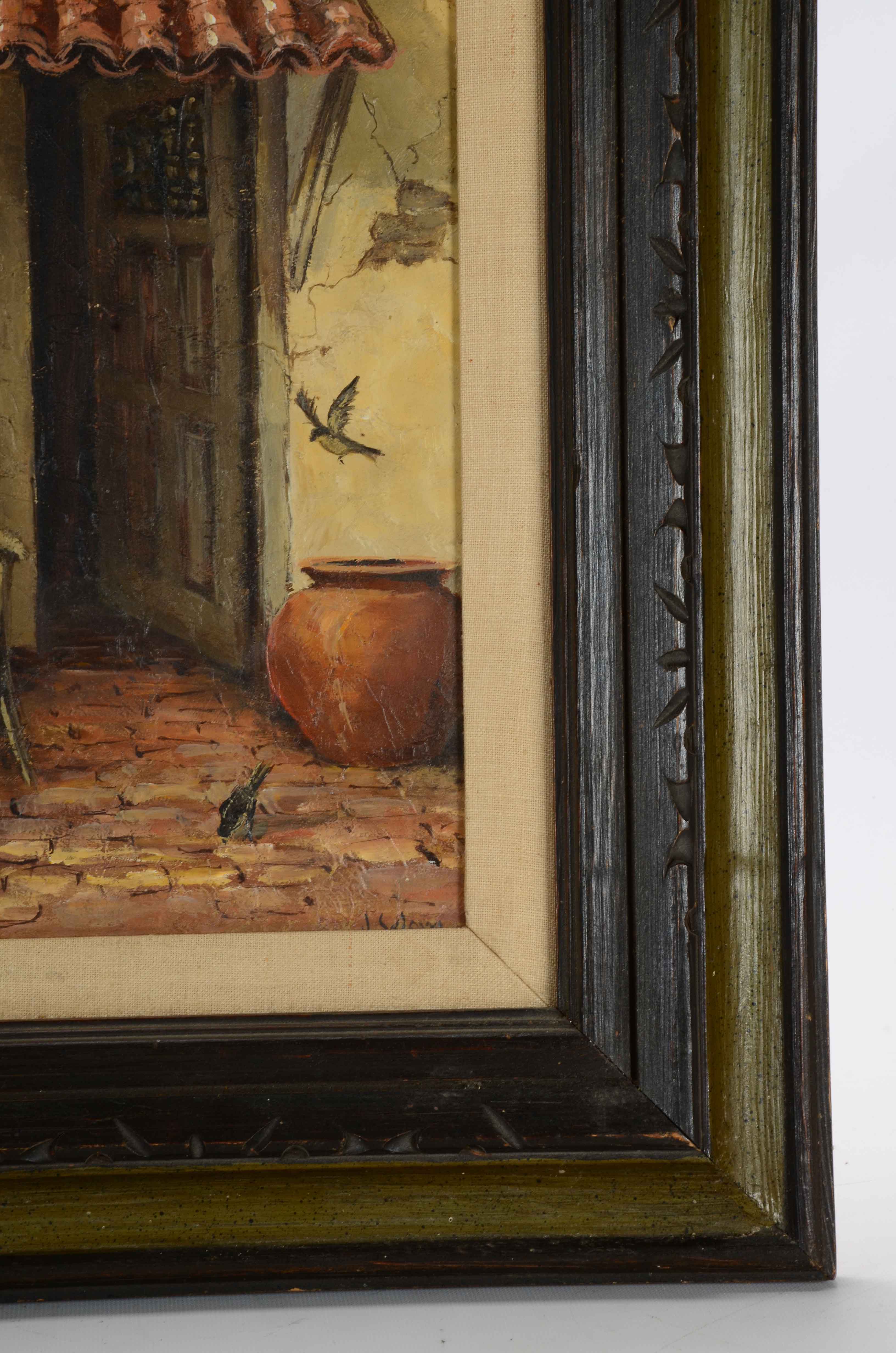 J. Weir Signed Oil Painting "Sharing the Crumbs"