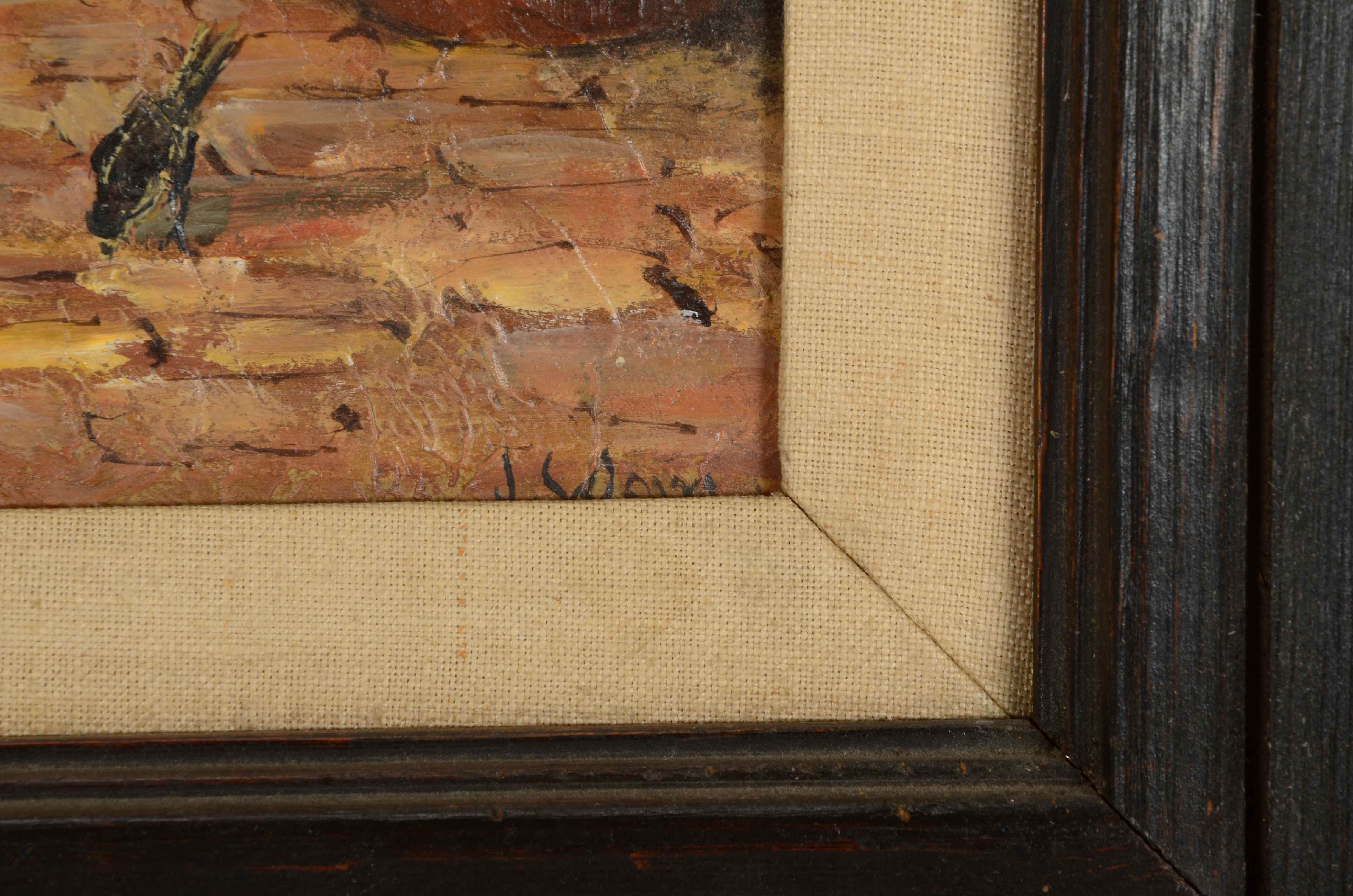 J. Weir Signed Oil Painting "Sharing the Crumbs"