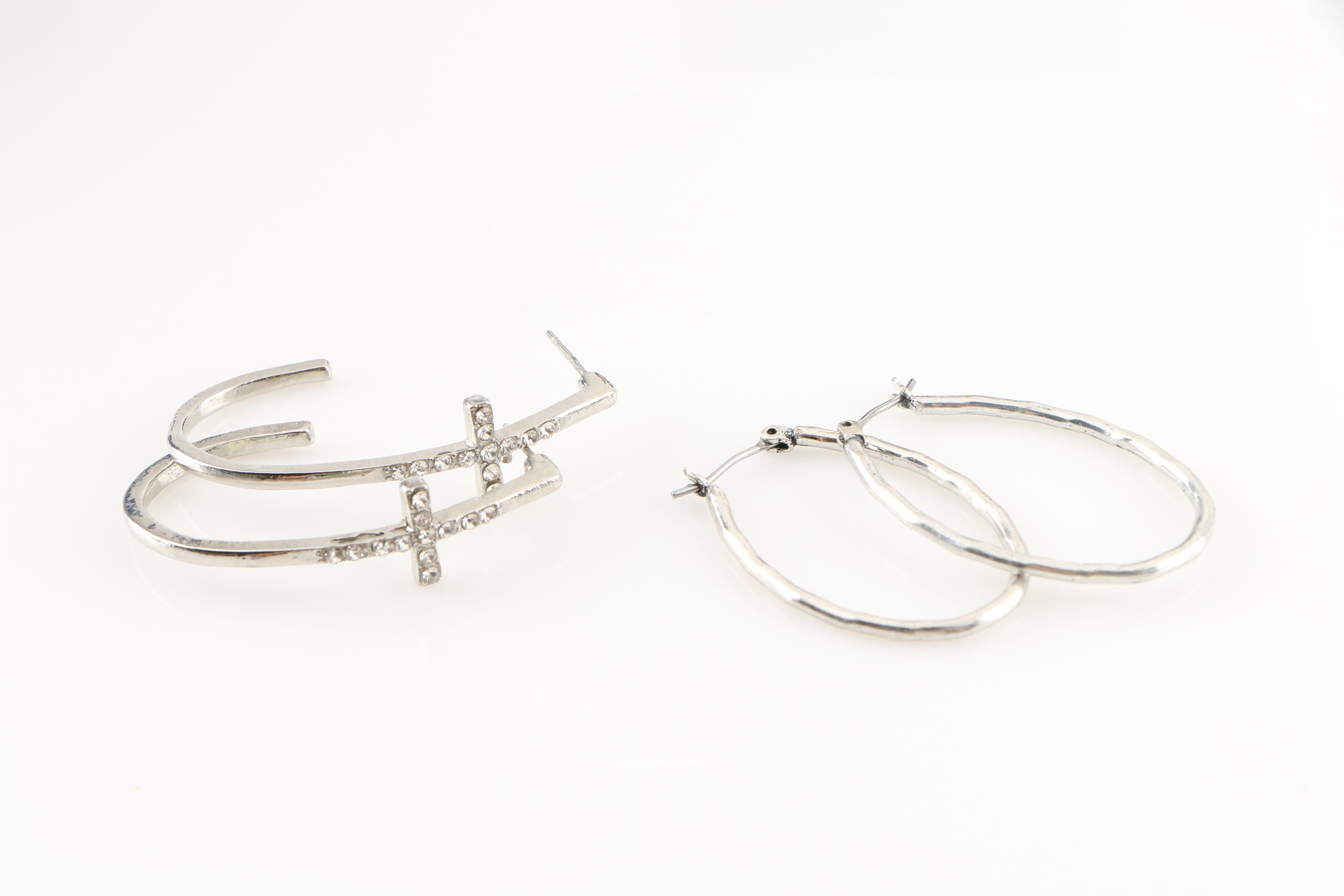 Assortment of Silver and Gold Tone Jewelry Including Swarovski Crystal Ring