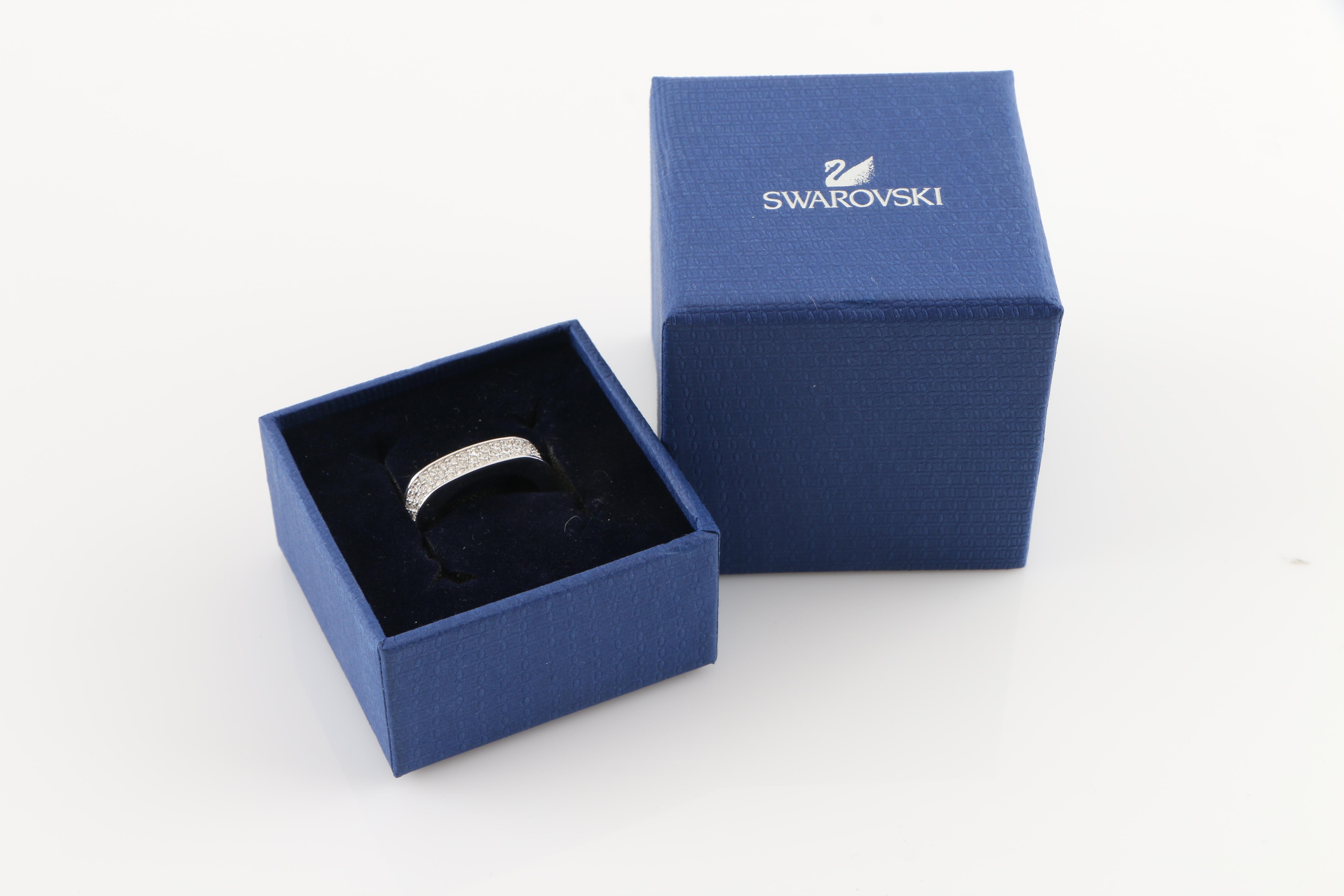 Assortment of Silver and Gold Tone Jewelry Including Swarovski Crystal Ring