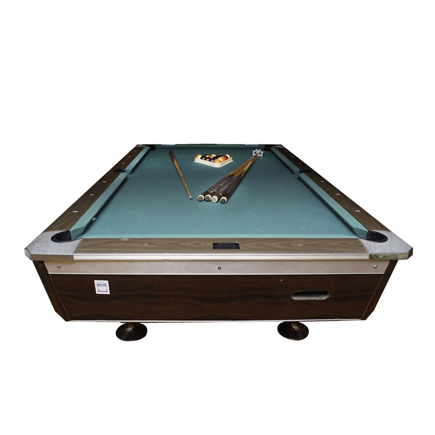 Vintage Fischer Coin-Operated Billiards Table with Accessories