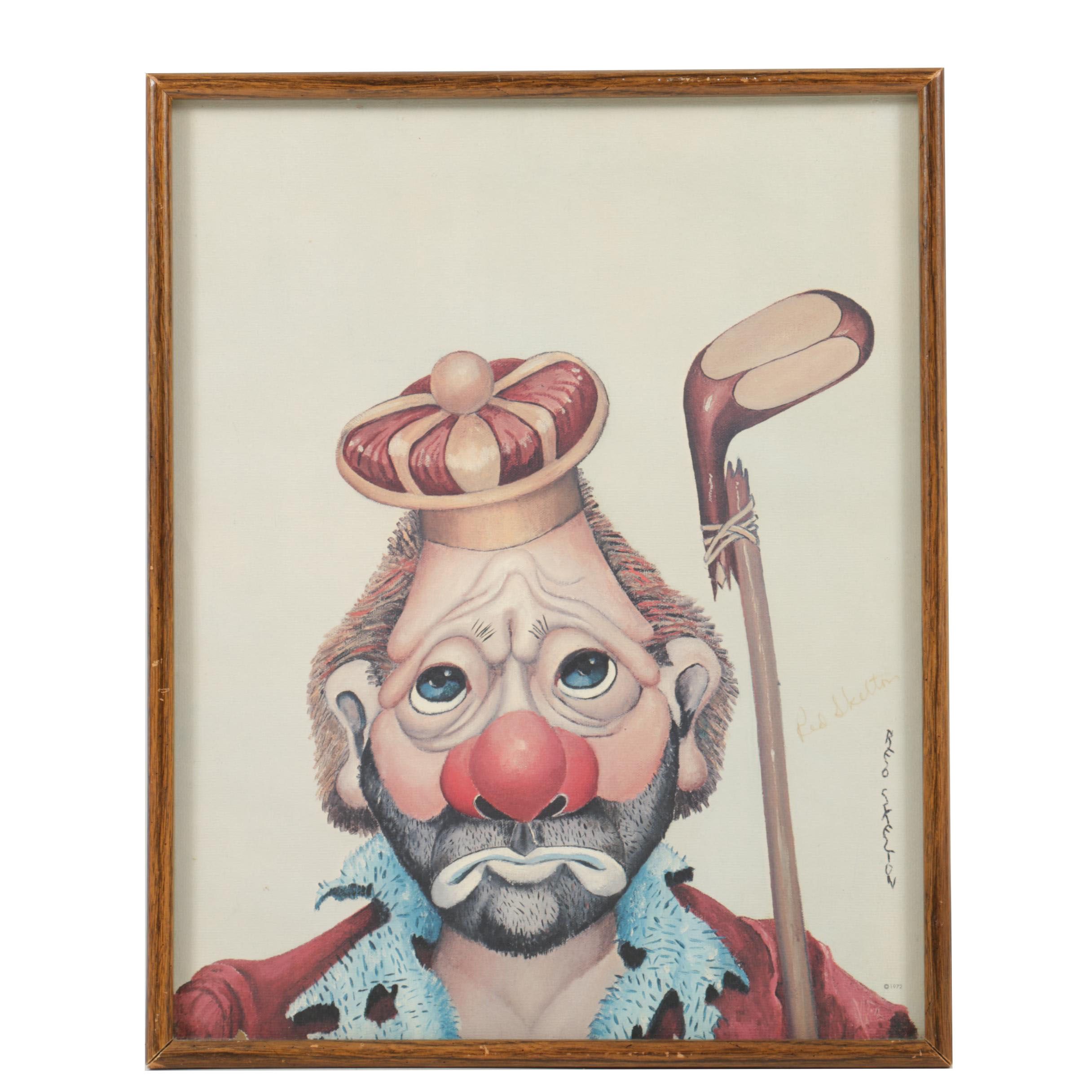 Red Skelton Reproduction Print "Portrait of a Clown with a Broken Golf Club"