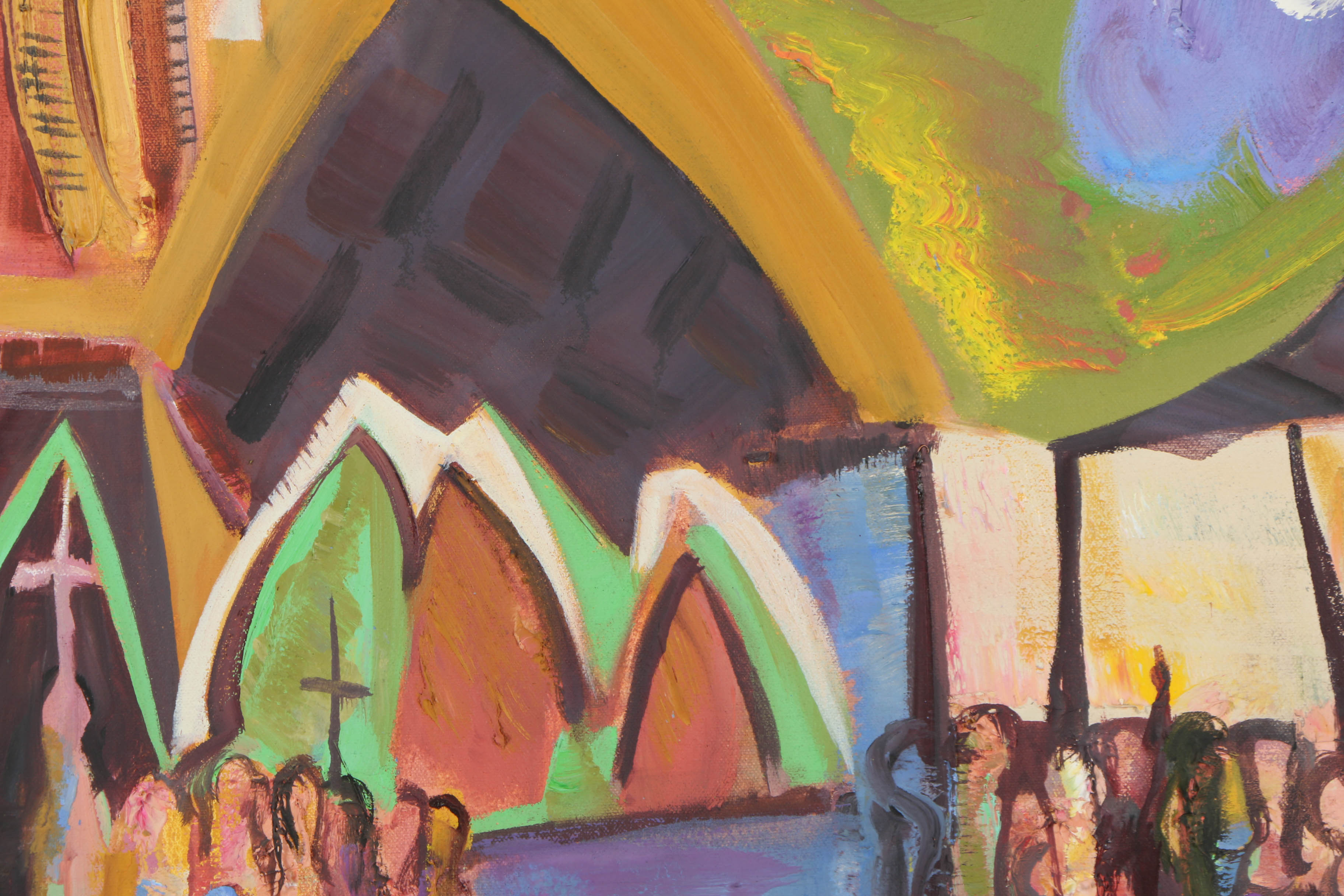 Ted Borman Oil Painting on Canvas "Midnight Mass"