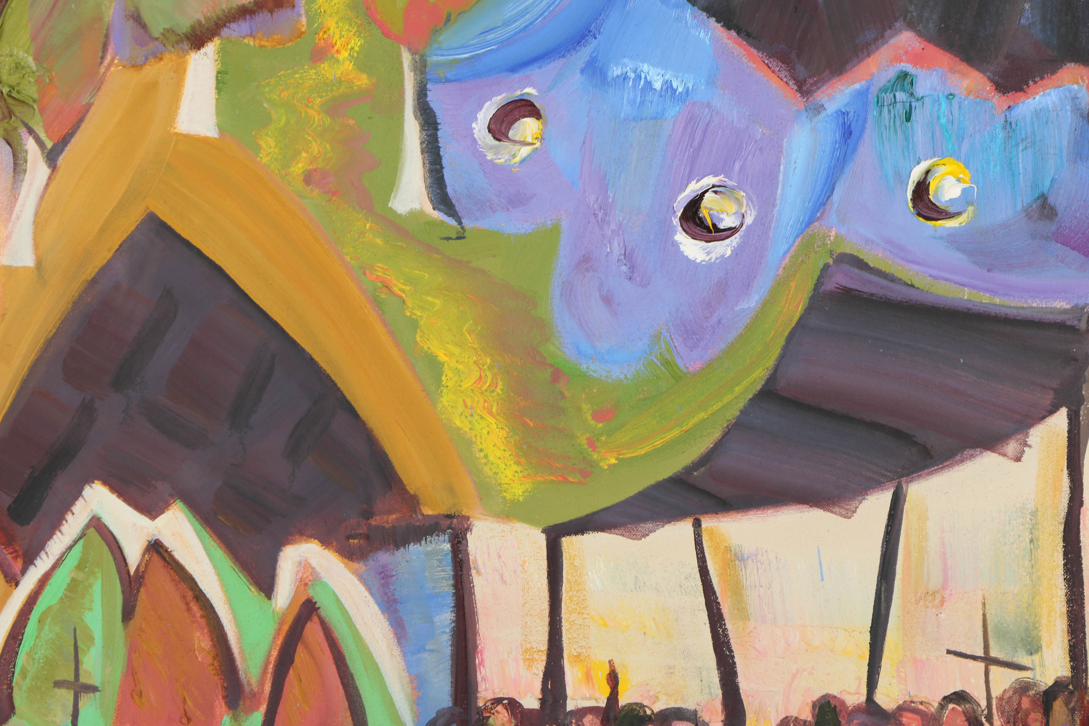 Ted Borman Oil Painting on Canvas "Midnight Mass"