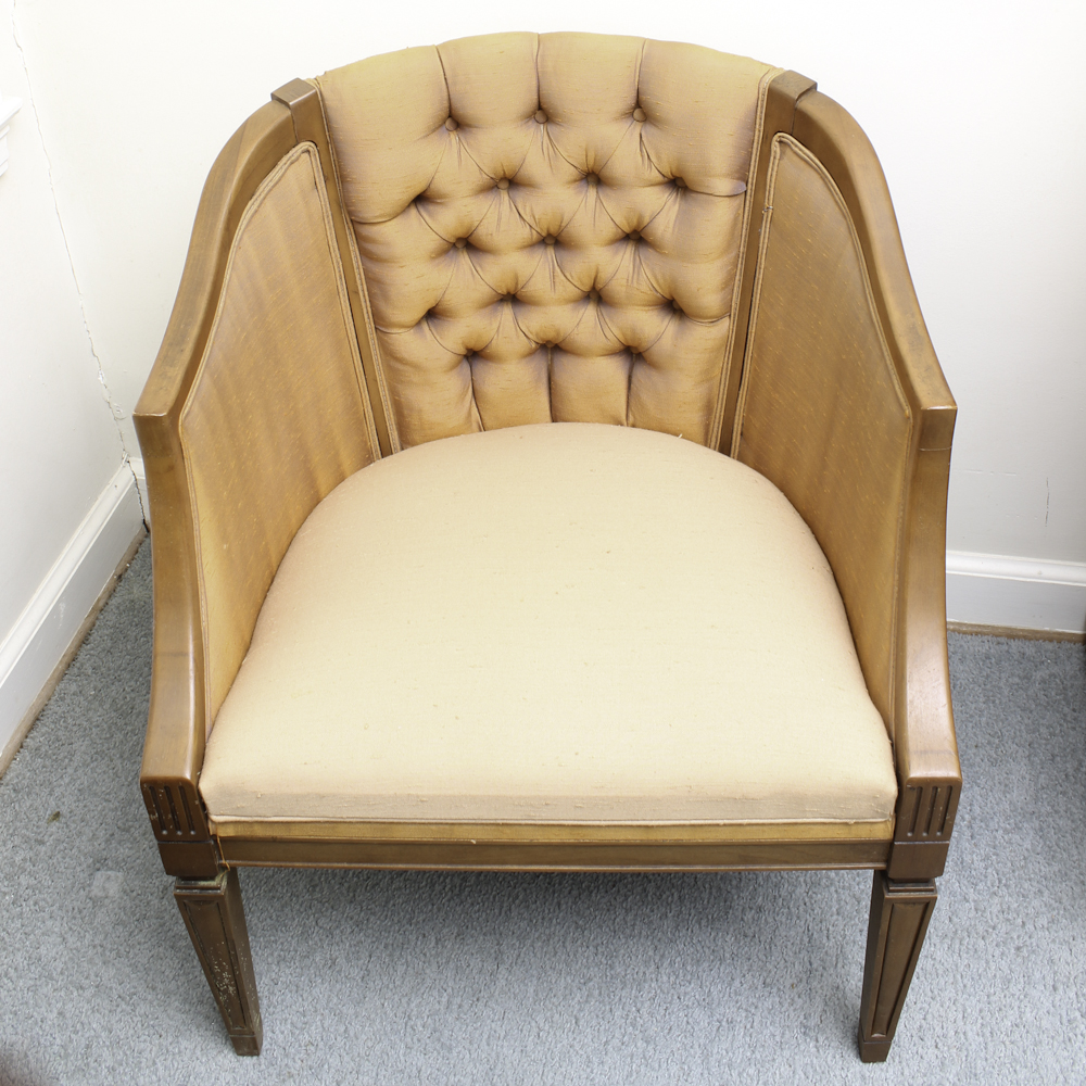 Vintage Upholstered Barrel Back Chair