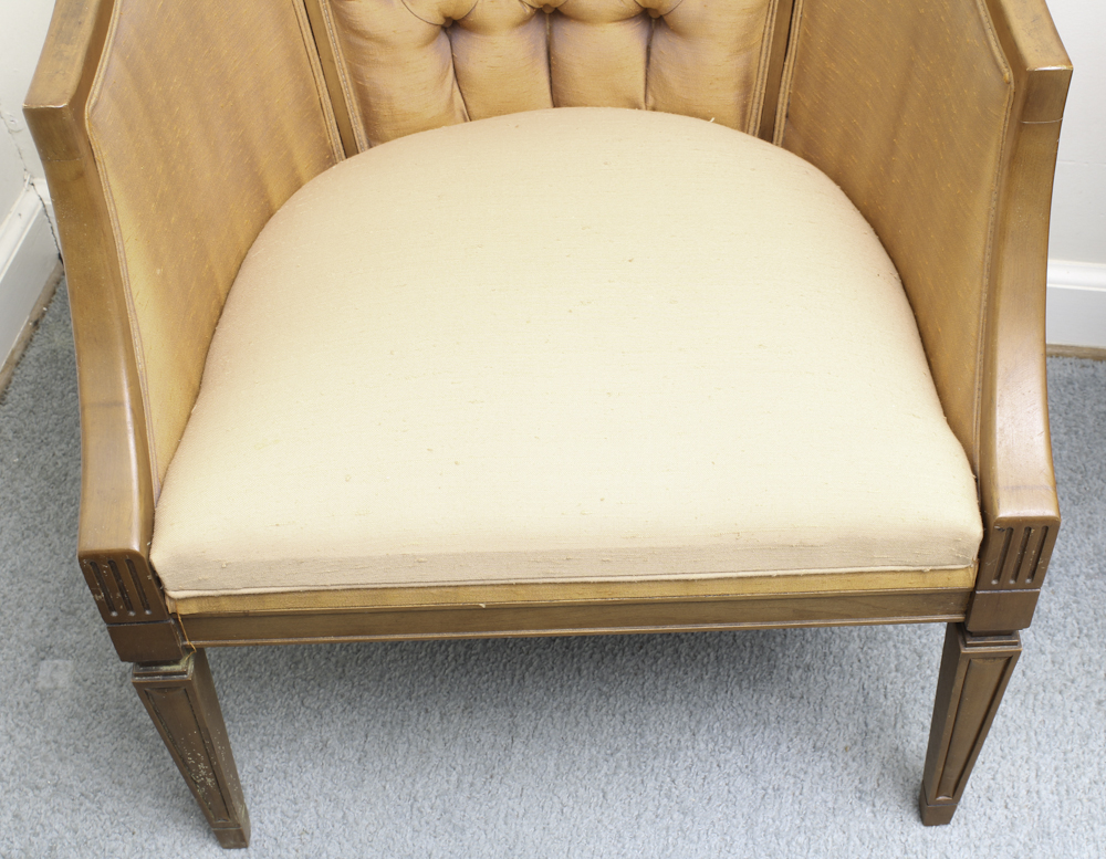 Vintage Upholstered Barrel Back Chair