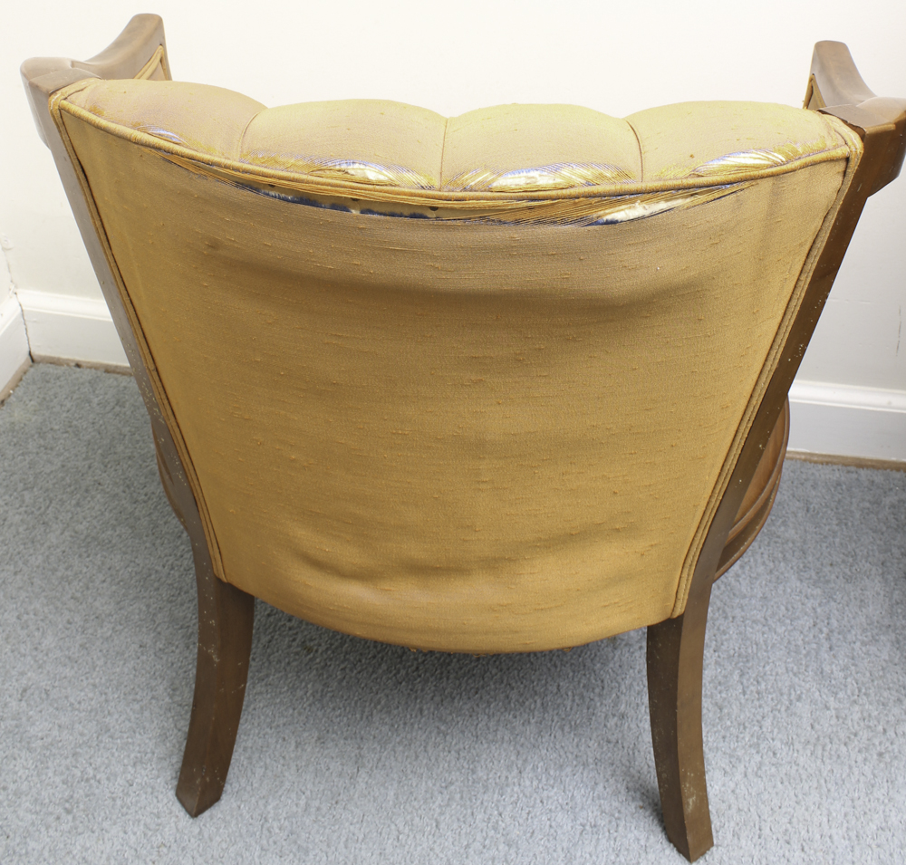 Vintage Upholstered Barrel Back Chair