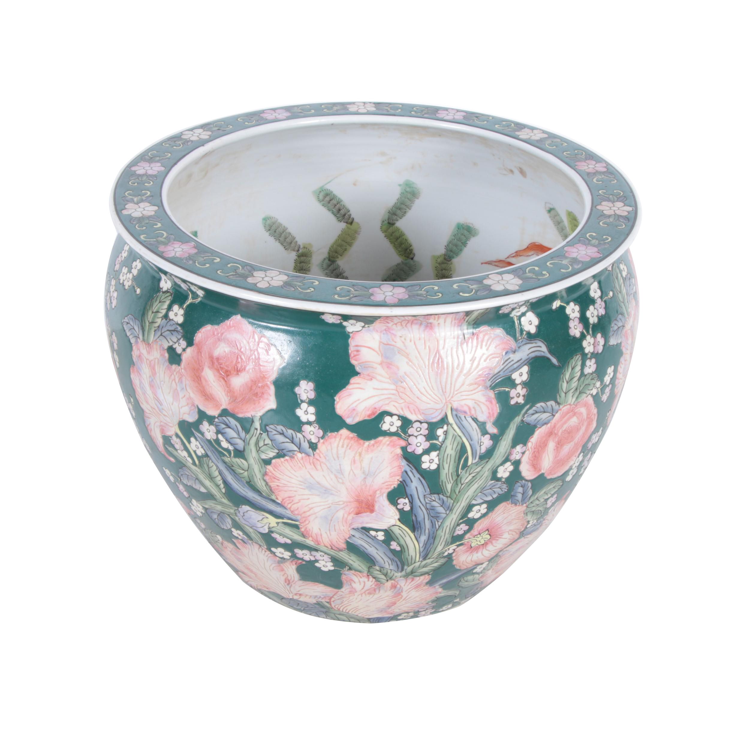 Ceramic Hand-Painted Floral Planter
