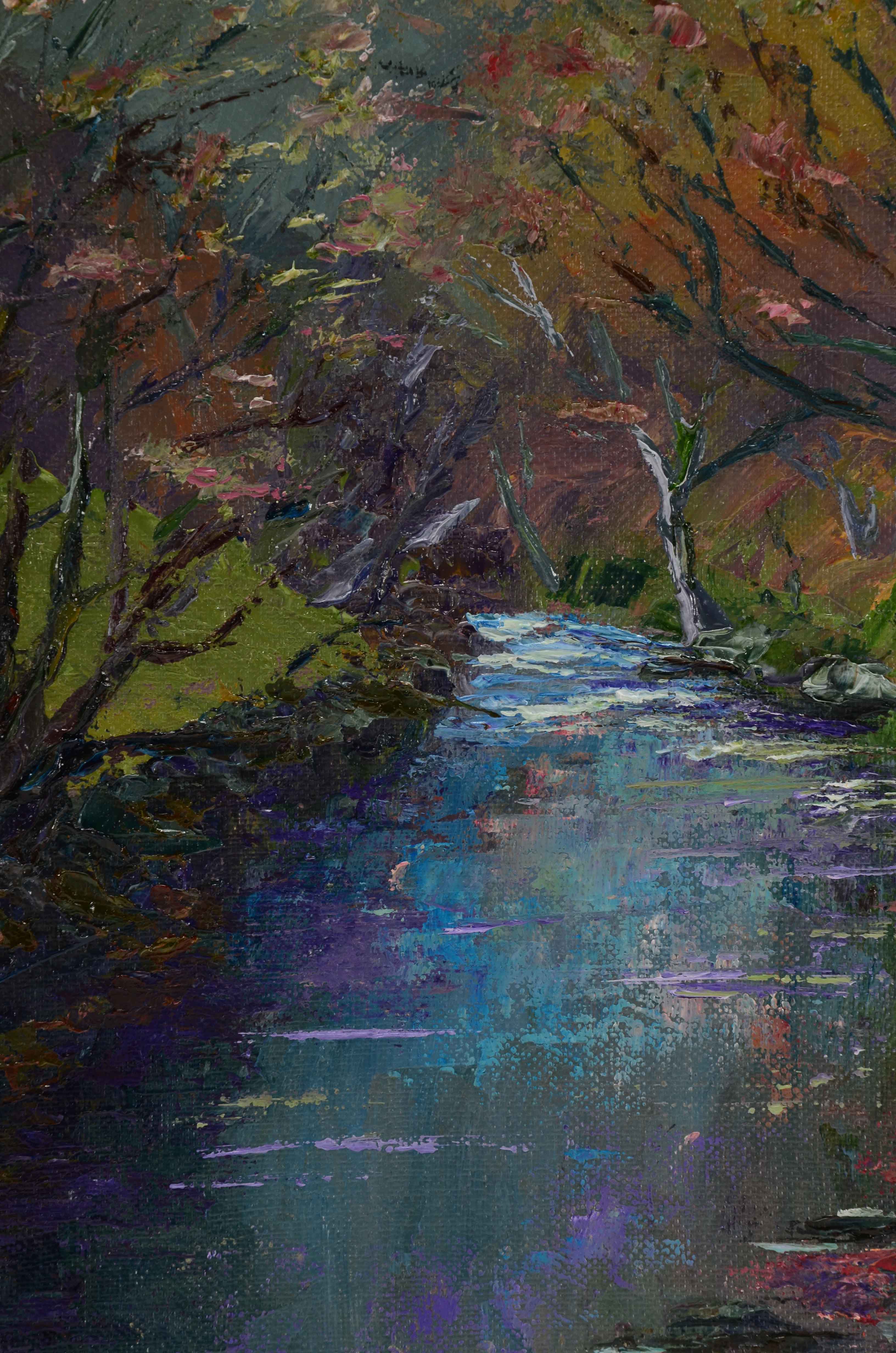 James Baldoumas Signed Oil Painting on Board "Spring Stream"